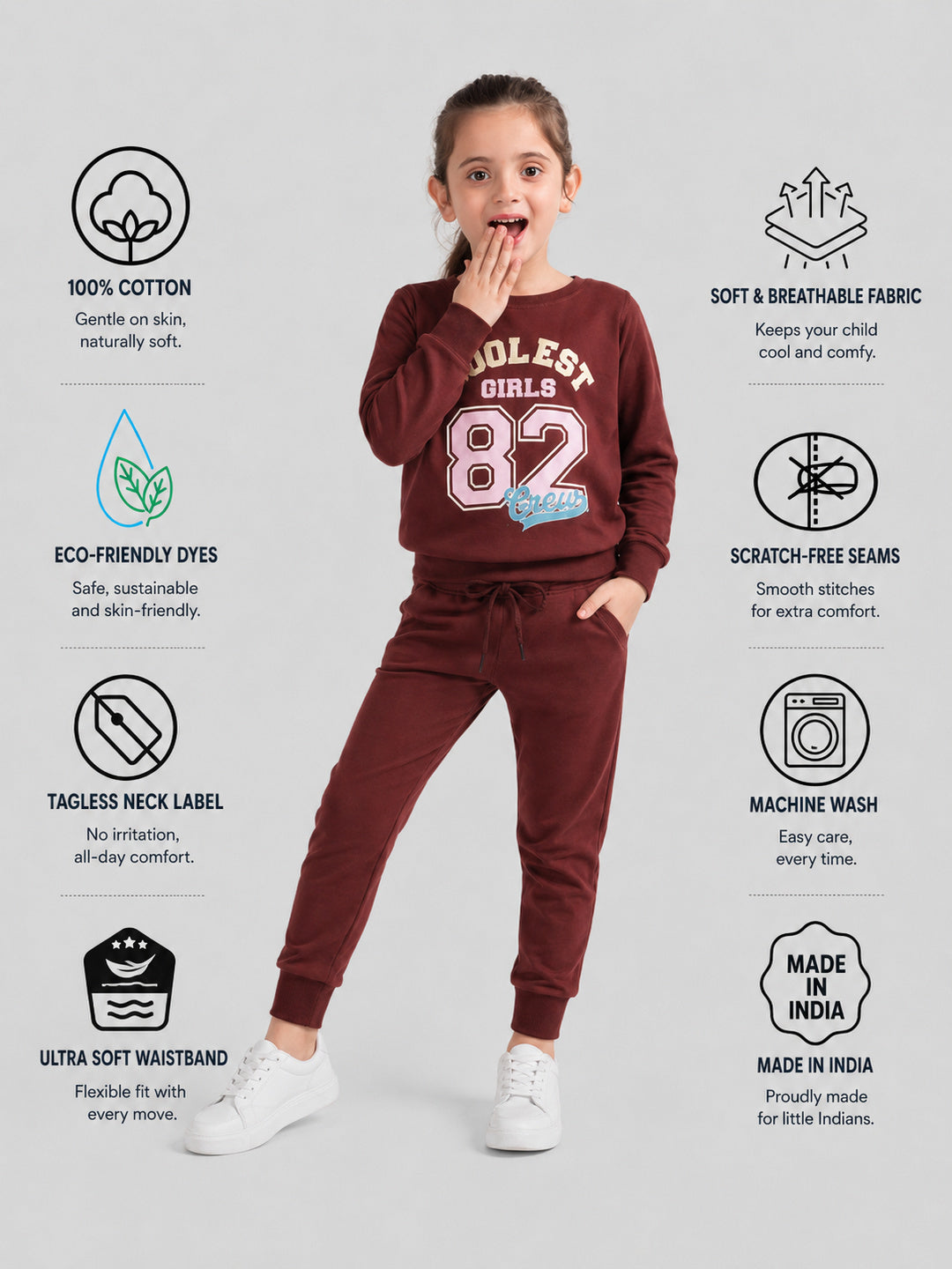 Girls Premium Soft Cotton Full sleeve T-shirt and jogger pant clothing set