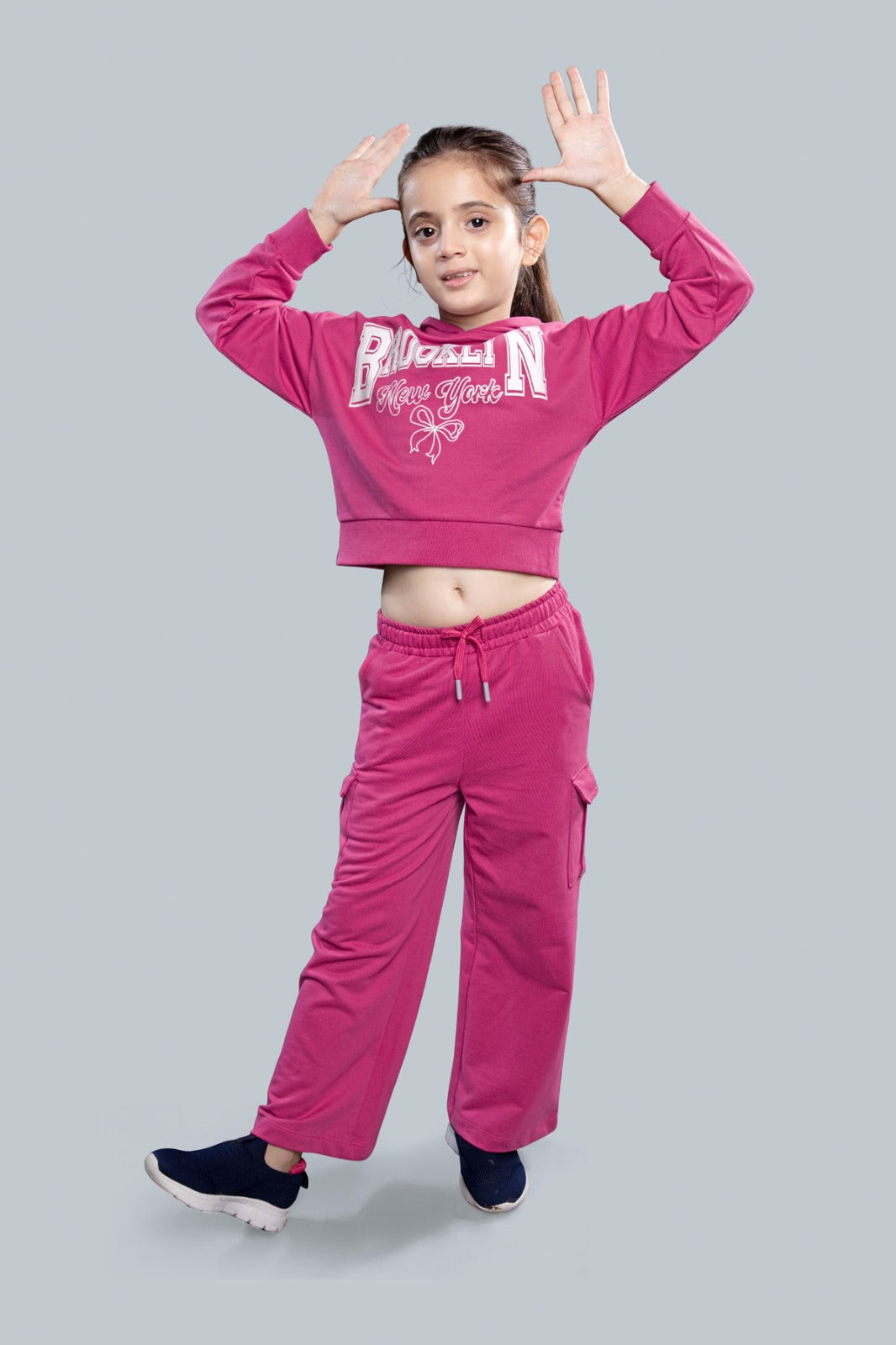 Girls Wide Leg Cargo Pocket Pants