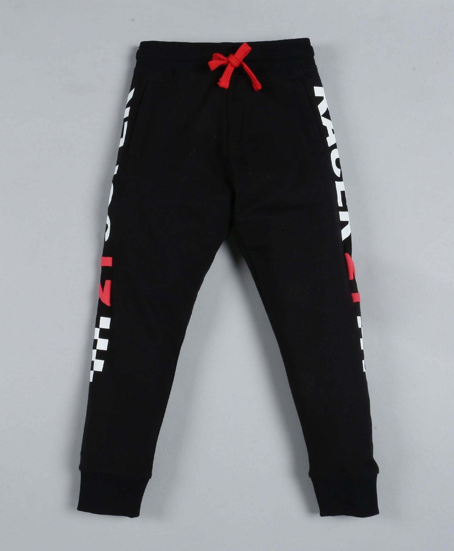 Plum Tree Boys Super Print Jogger Track Pant-BLACK