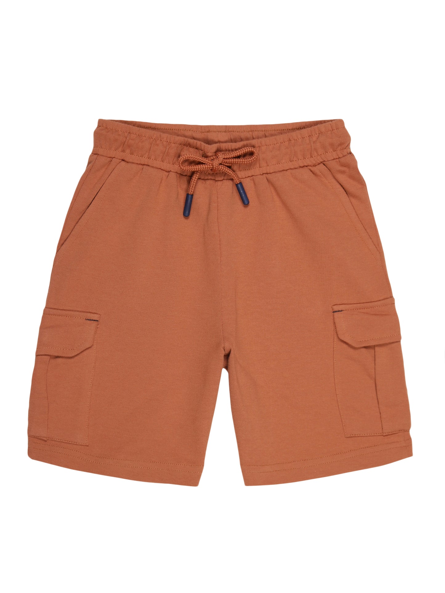 Boys Pure Cotton knit Printed Cargo Shorts-BRICK NEW STANDARD