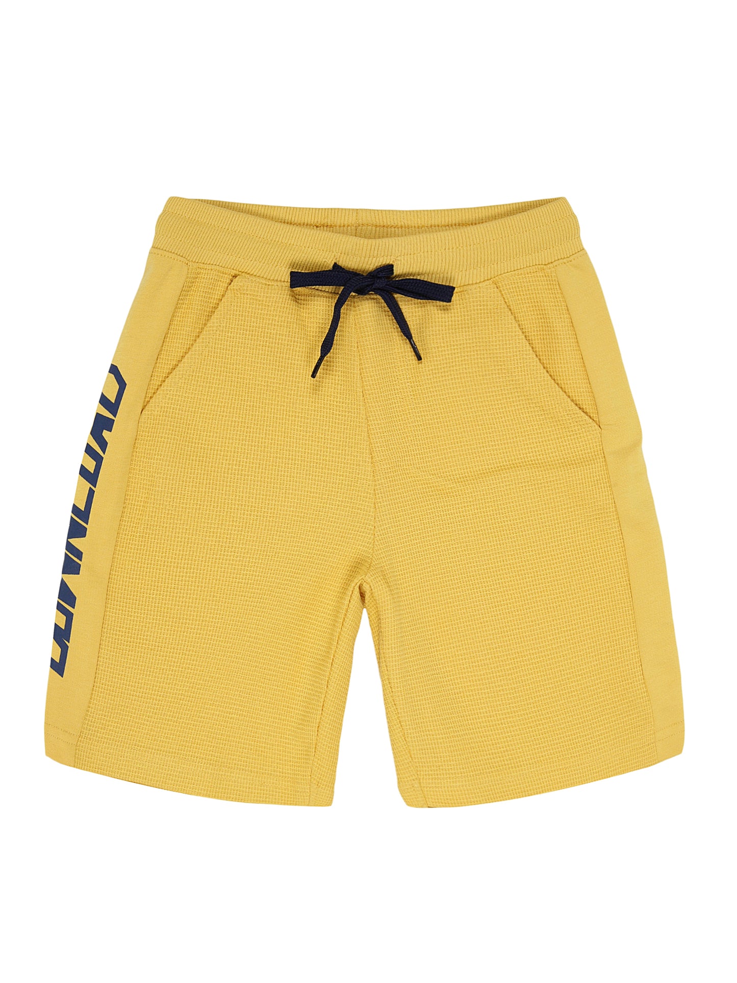Boys Pure Cotton Textured knit Printed Shorts - Yellow