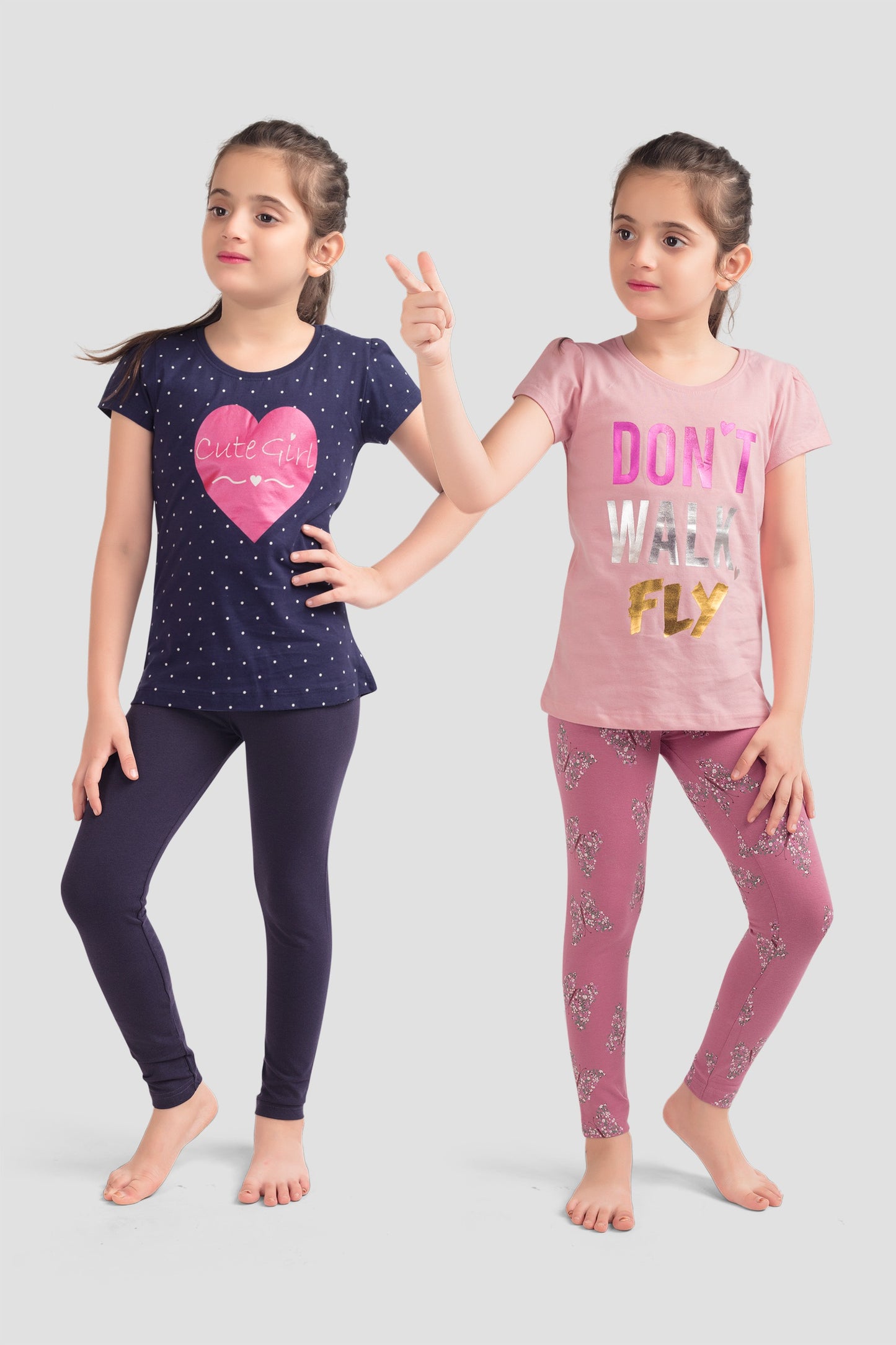 Girls Pure cotton All Over Printed Top and Leggings Set (Pack Of 4 ) - Multi