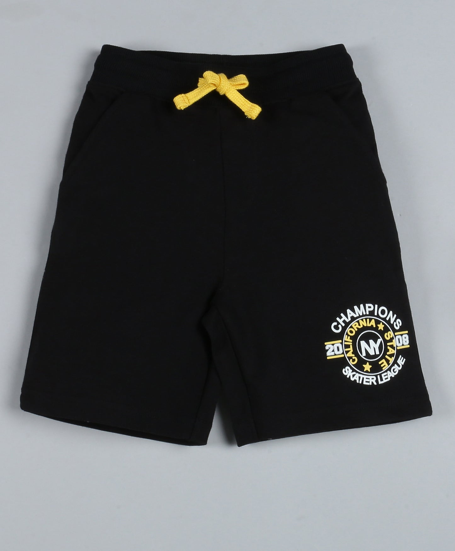 Plum Tree Boys Skater League Printed Shorts-BLACK