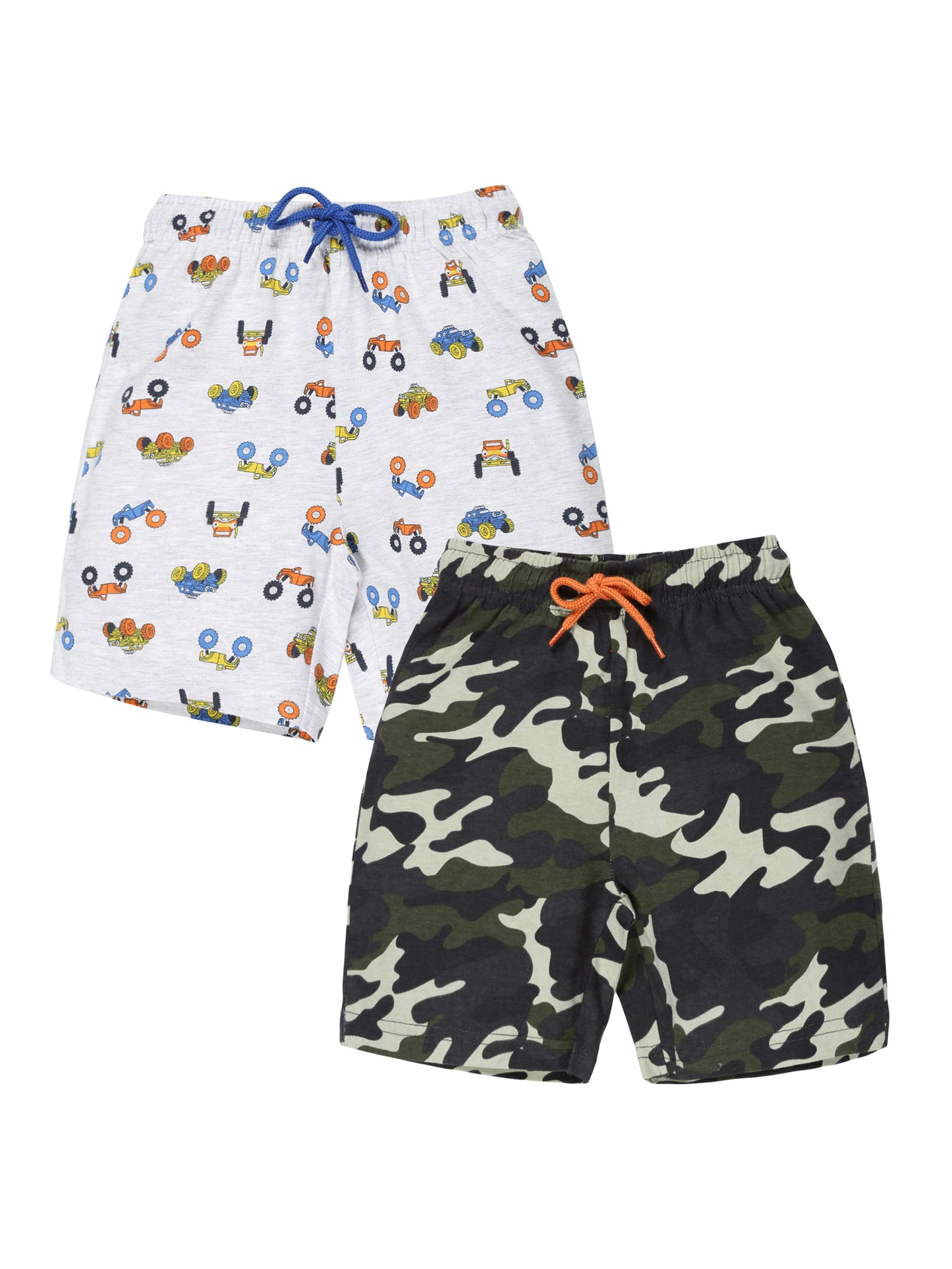 Plum Tree Boys Camoflague Print shorts ( Pack of 2)-CAMOFLAGUE GREY