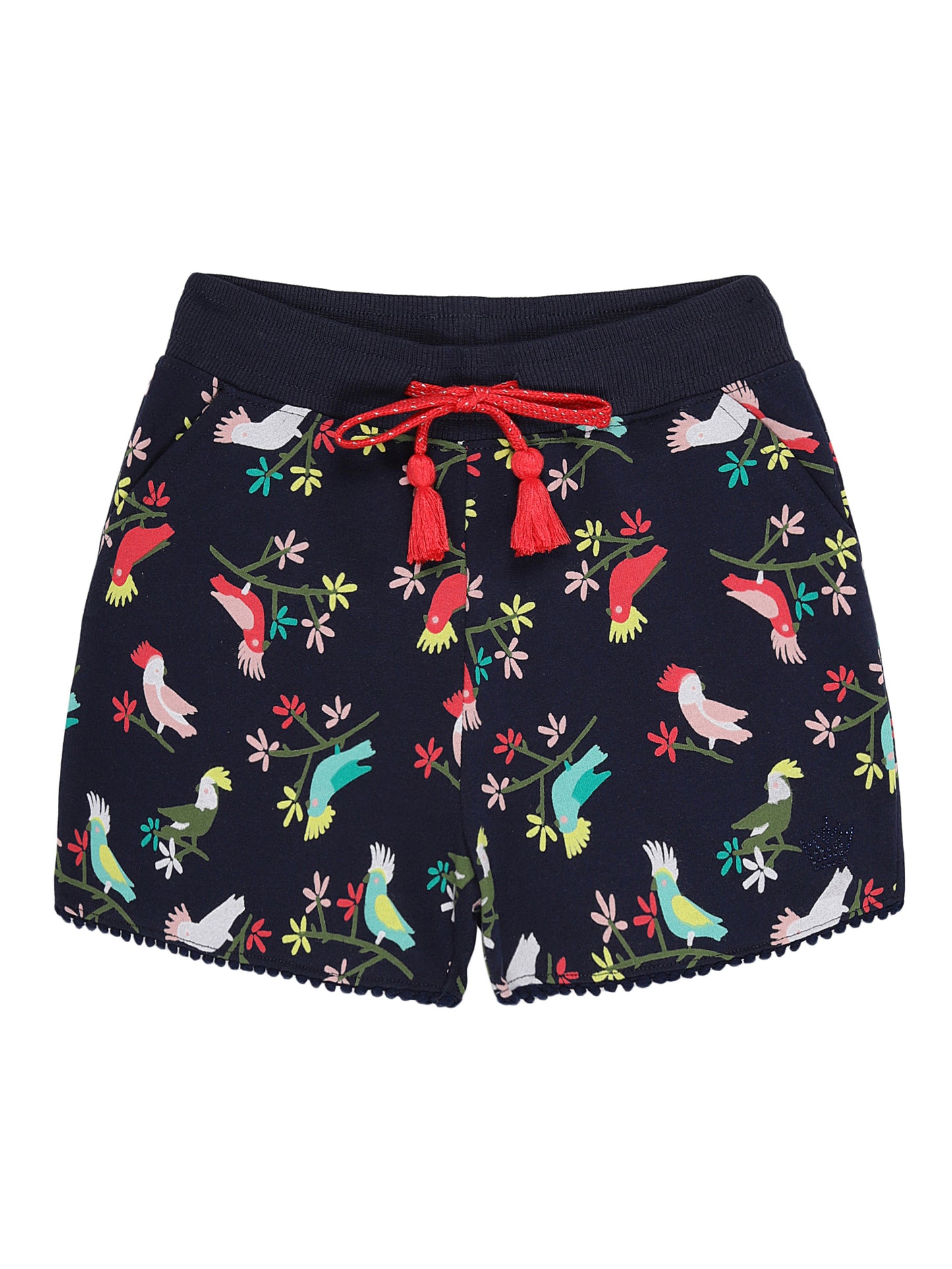 Plum Tree Girls Birds Printed Shorts-BLUE