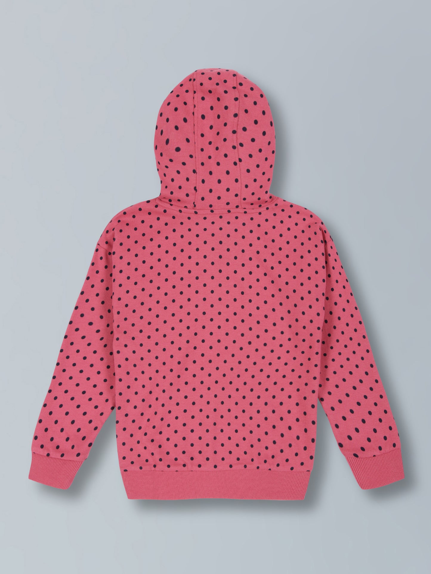 Girls Polka AOP & Sparkle Like A Unicorn Hooded Cotton sweatshirt - Lovely Pink