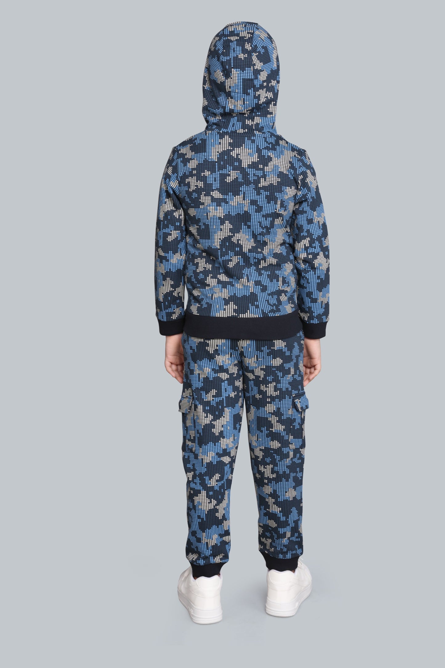 Boys Camo Zip-Up Hoodie Sweatshirt And Cargo Joger Pants