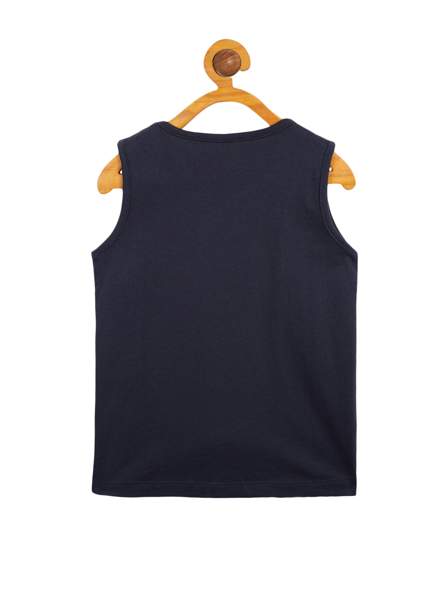 Girls Set of 2 printed pure cotton Sleeveless T-shirts attached with Lace Shrug-CORAL NAVY