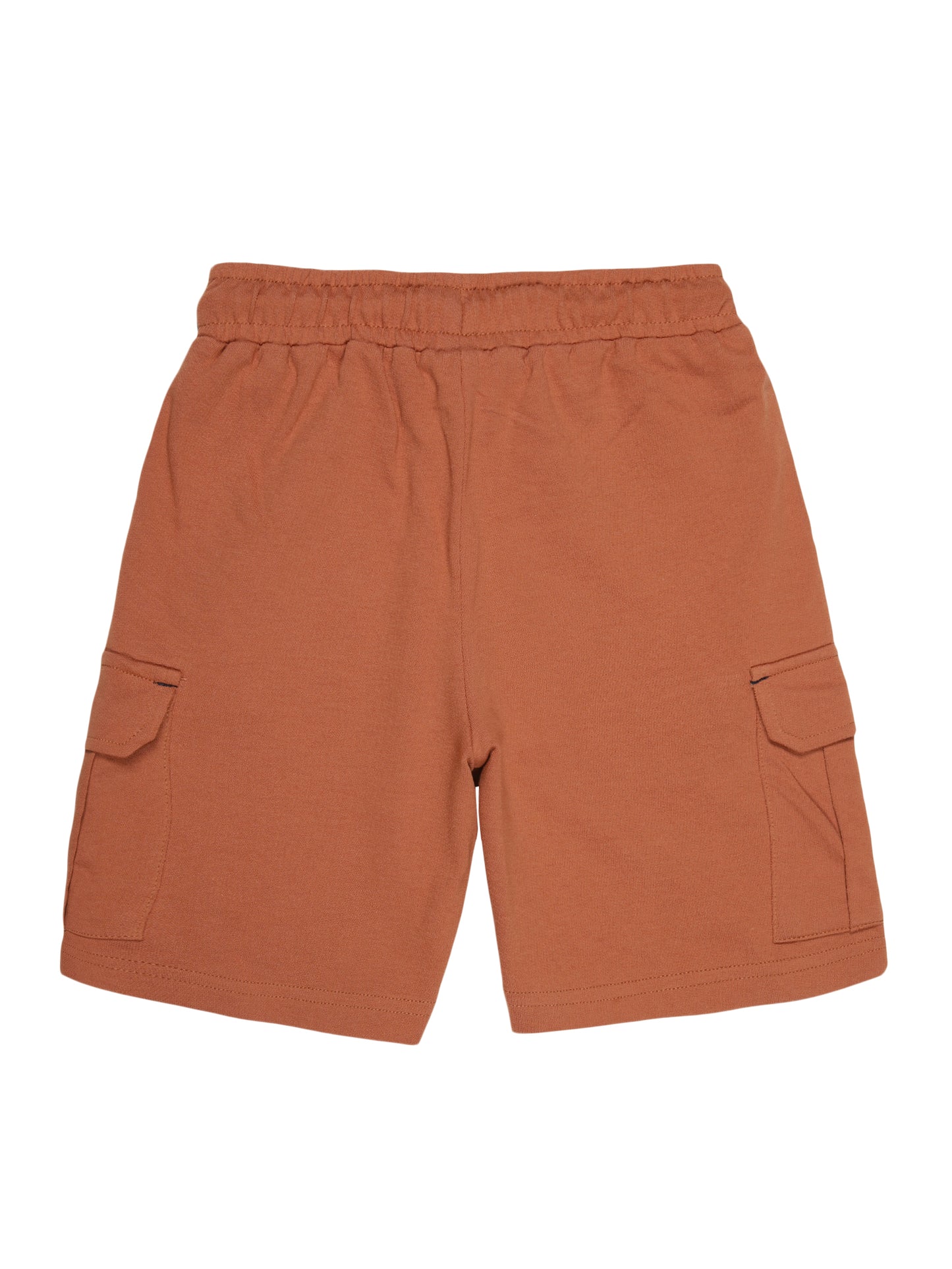 Boys Pure Cotton knit Printed Cargo Shorts-BRICK NEW STANDARD