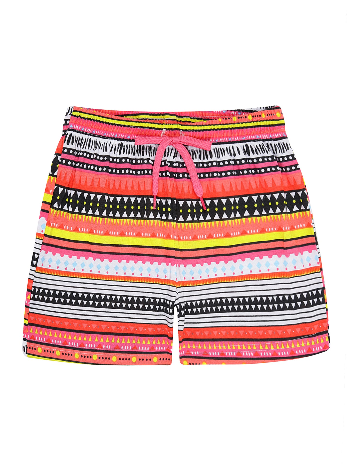 Girls Pure cotton 2 pack All Over Printed Shorts-GREEN WHITE