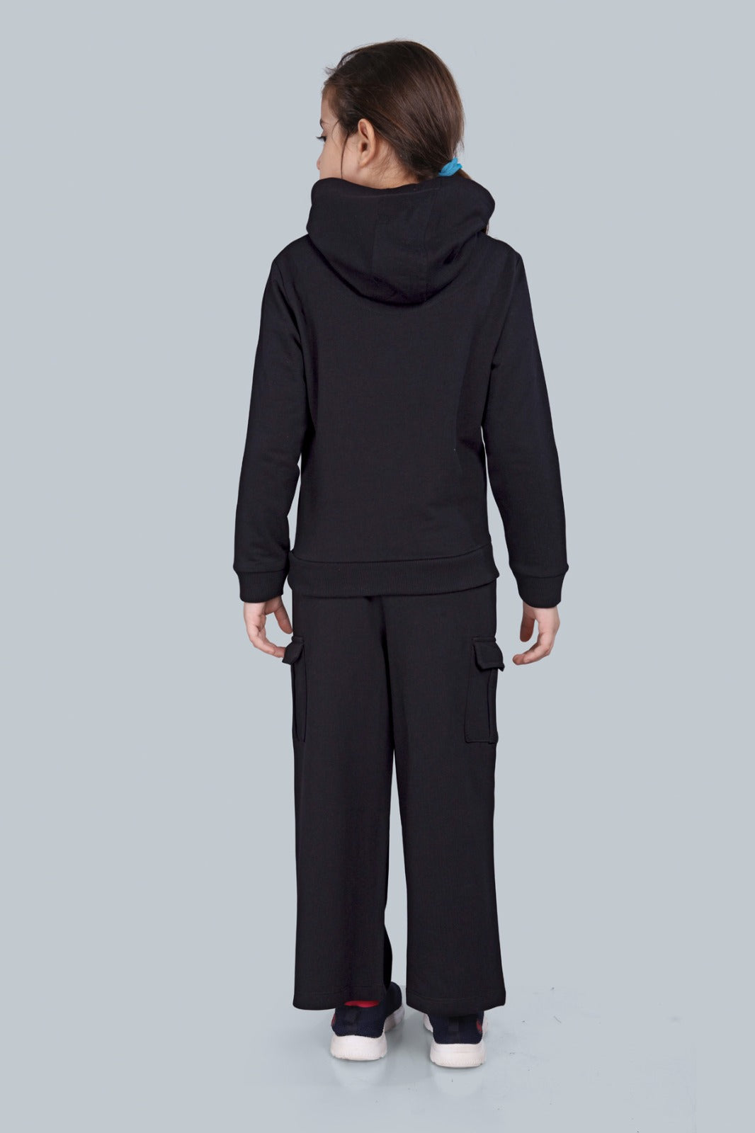 Girls Hooded Reversable Sequin Sweatshirt And Wide Leg Cargo Pocket Pants