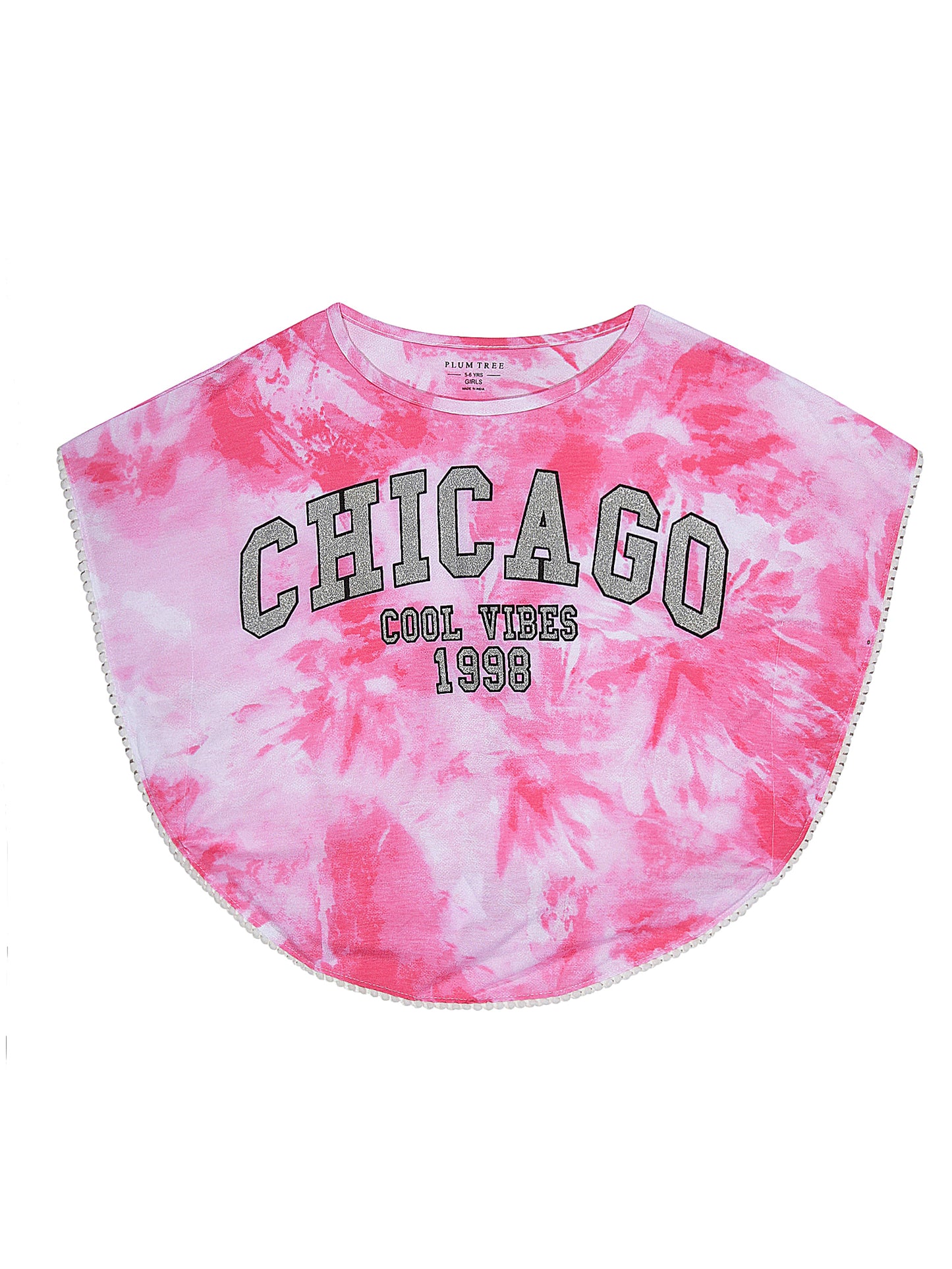 Girls Set of 2 printed Soft Rayon Poncho T-shirts-OFF WHITE YELLOW