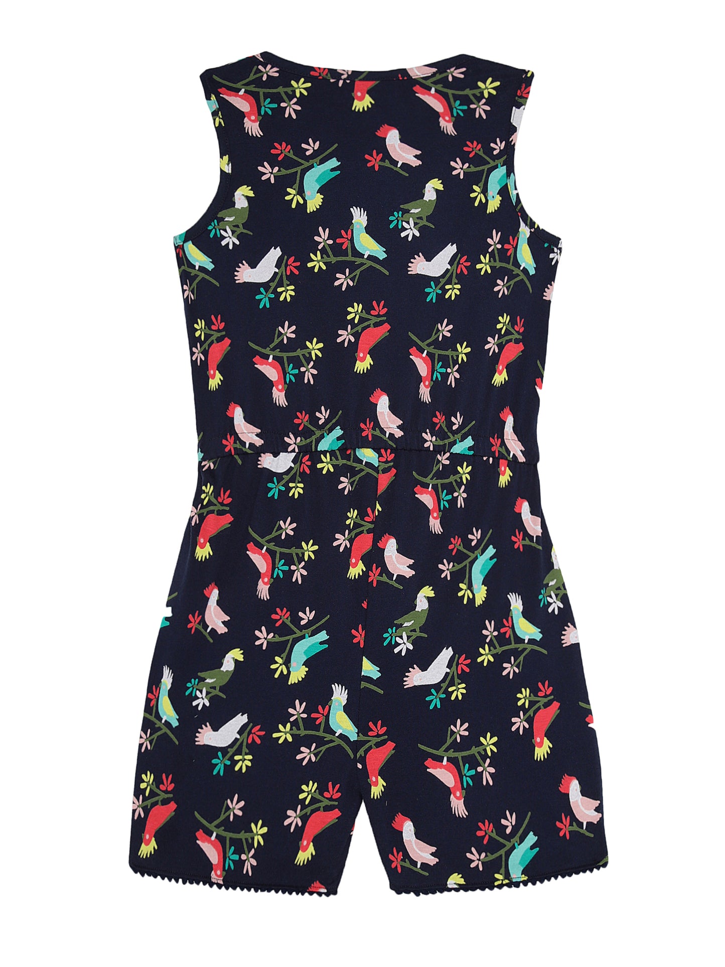 Girls Pure Cotton Printed Playsuit-BLUE