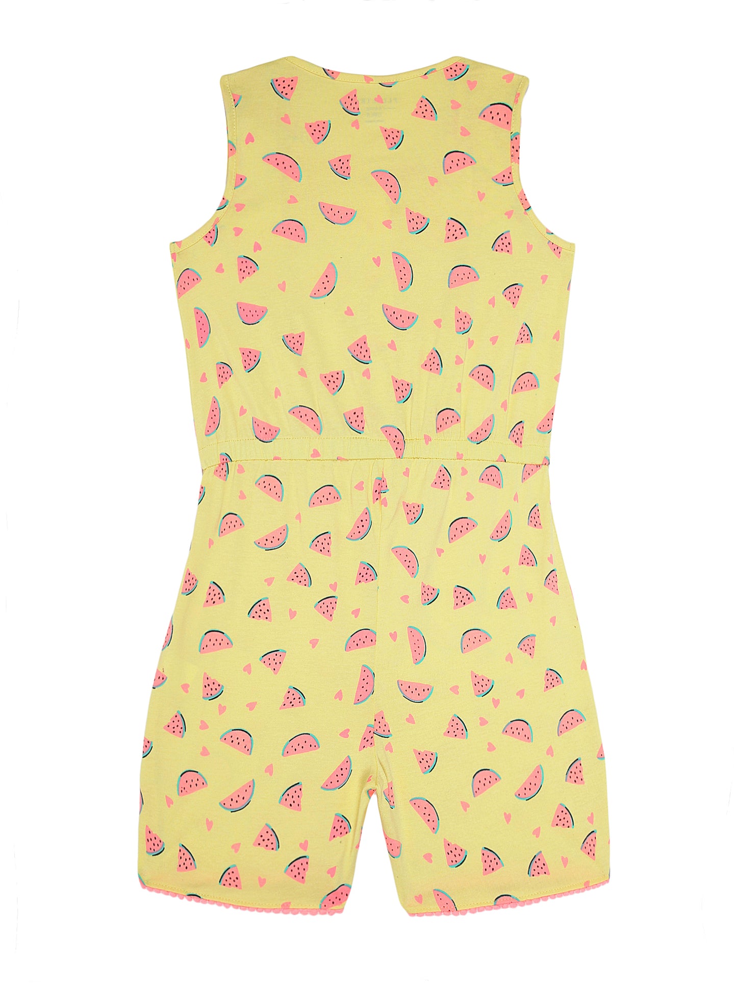 Girls Pure Cotton Printed Playsuit-YELLOW