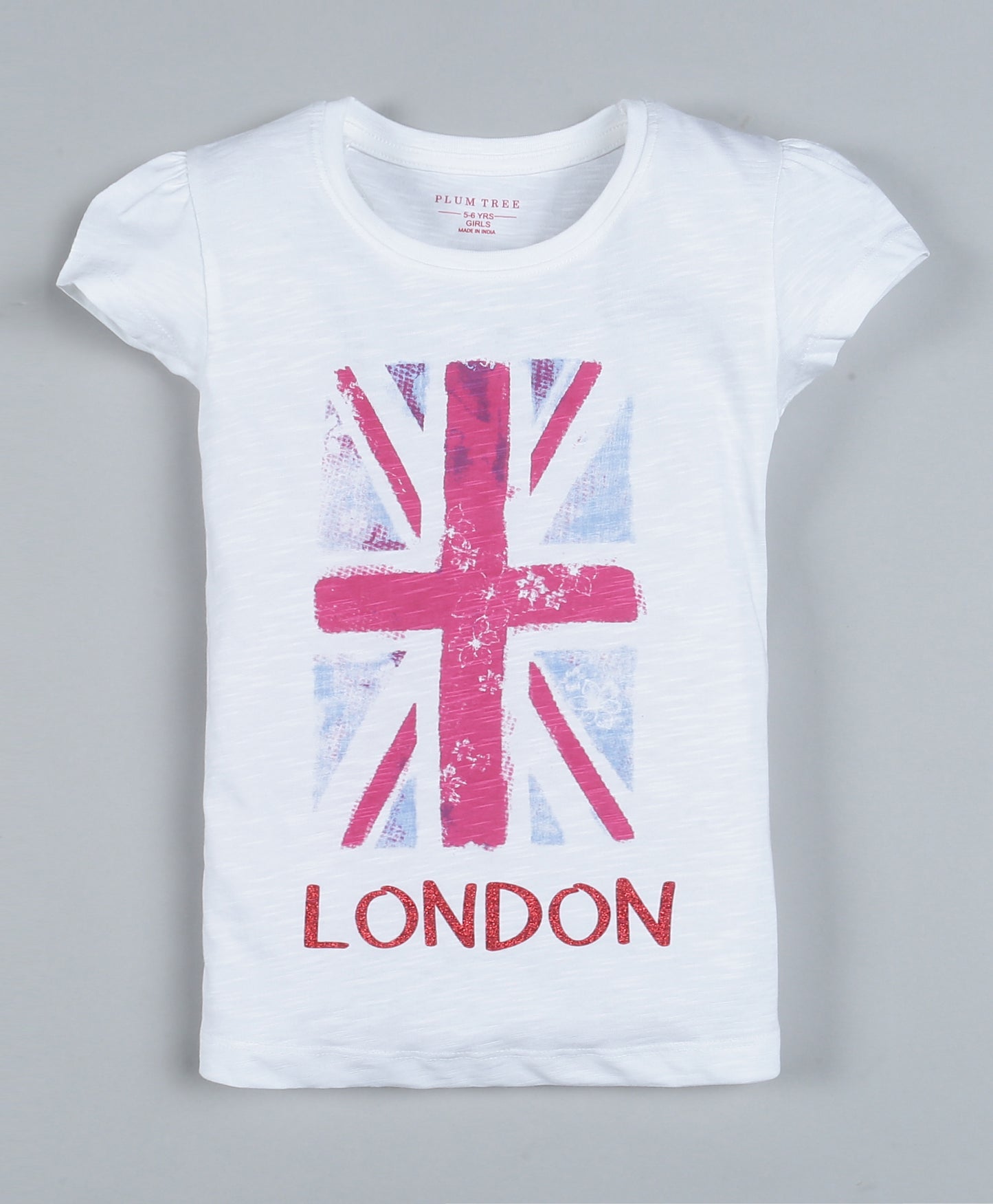 Plum Tree Girls London Print T-shirt( Pack of 2)-BLACK & OFF WHITE