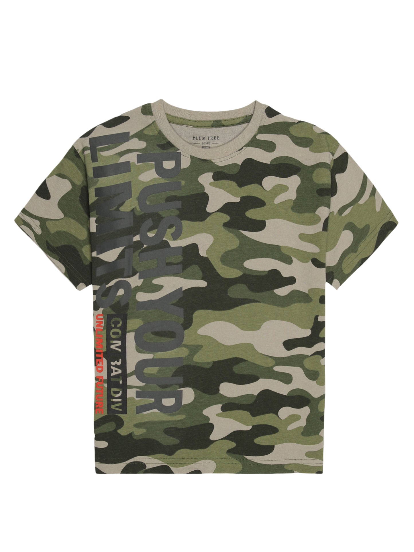 Boys set of 2 printed pure cotton T-shirts with Camoflague Print-OLIVE CAMO AOP BRICK NEW STANDARD