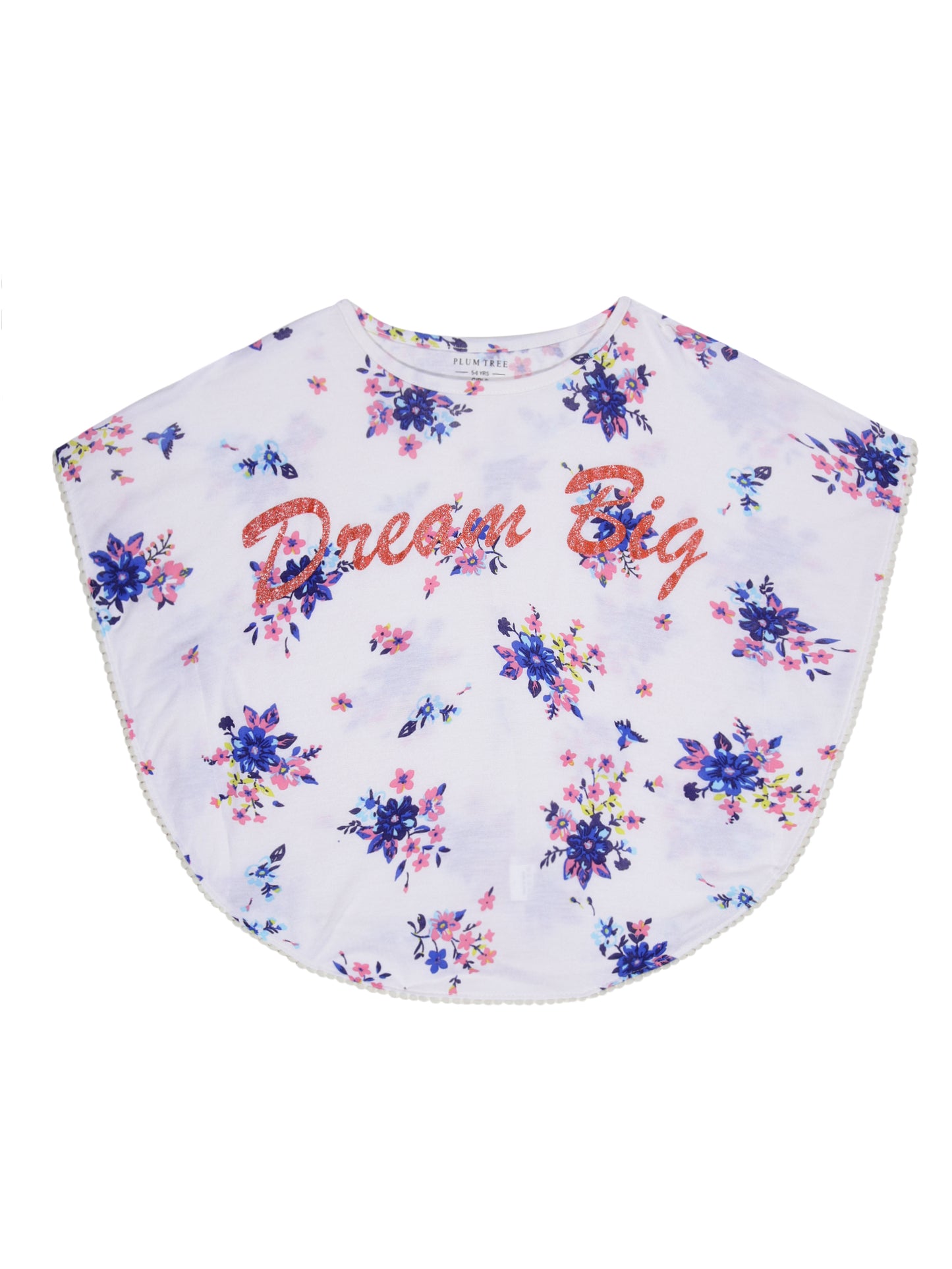 Girls Set of 2 printed Soft Rayon Poncho T-shirts-OFF WHITE ORANGE