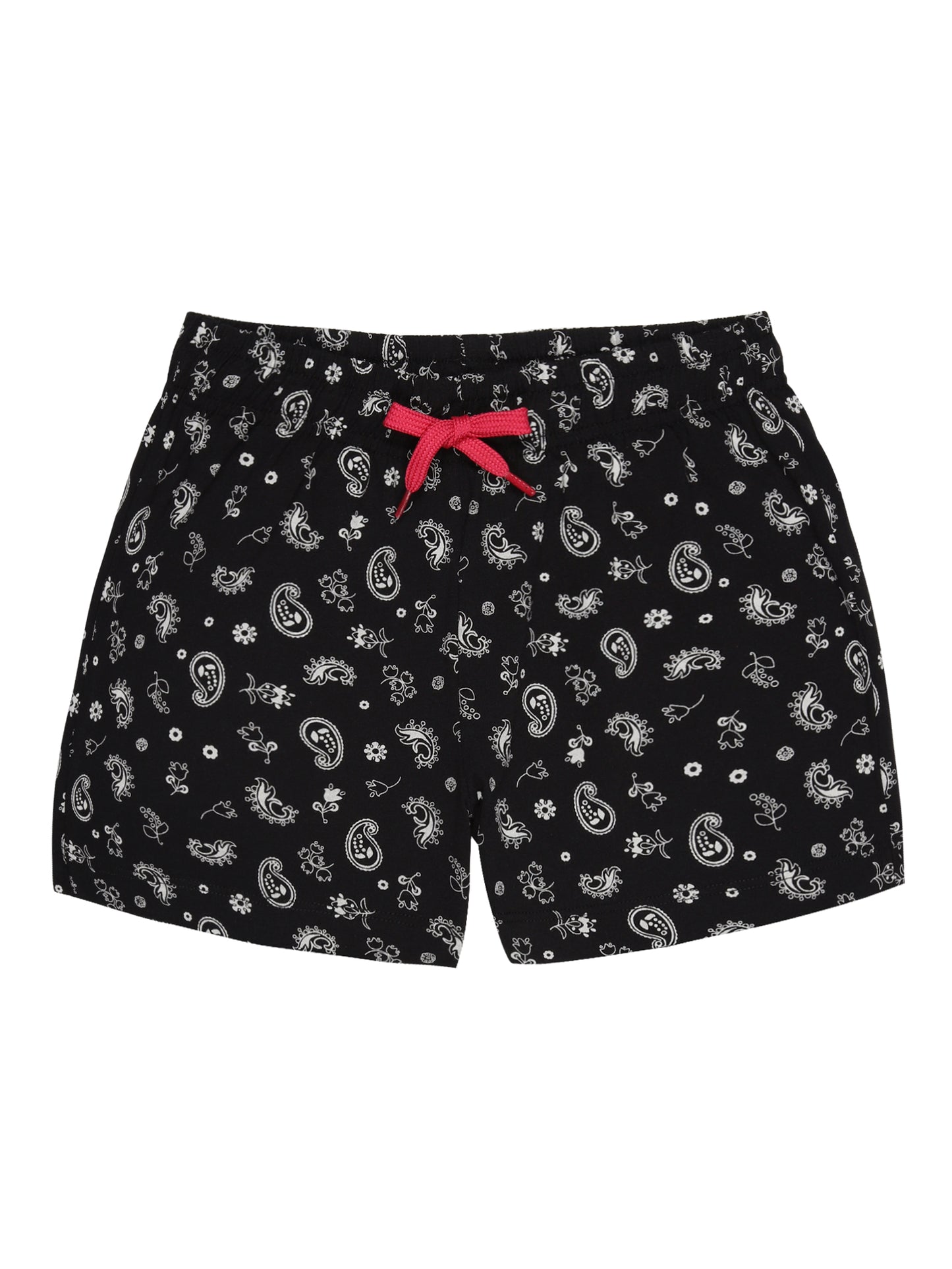 Girls Pure cotton 2 pack All Over Printed Shorts-BLACK TRUE NAVY