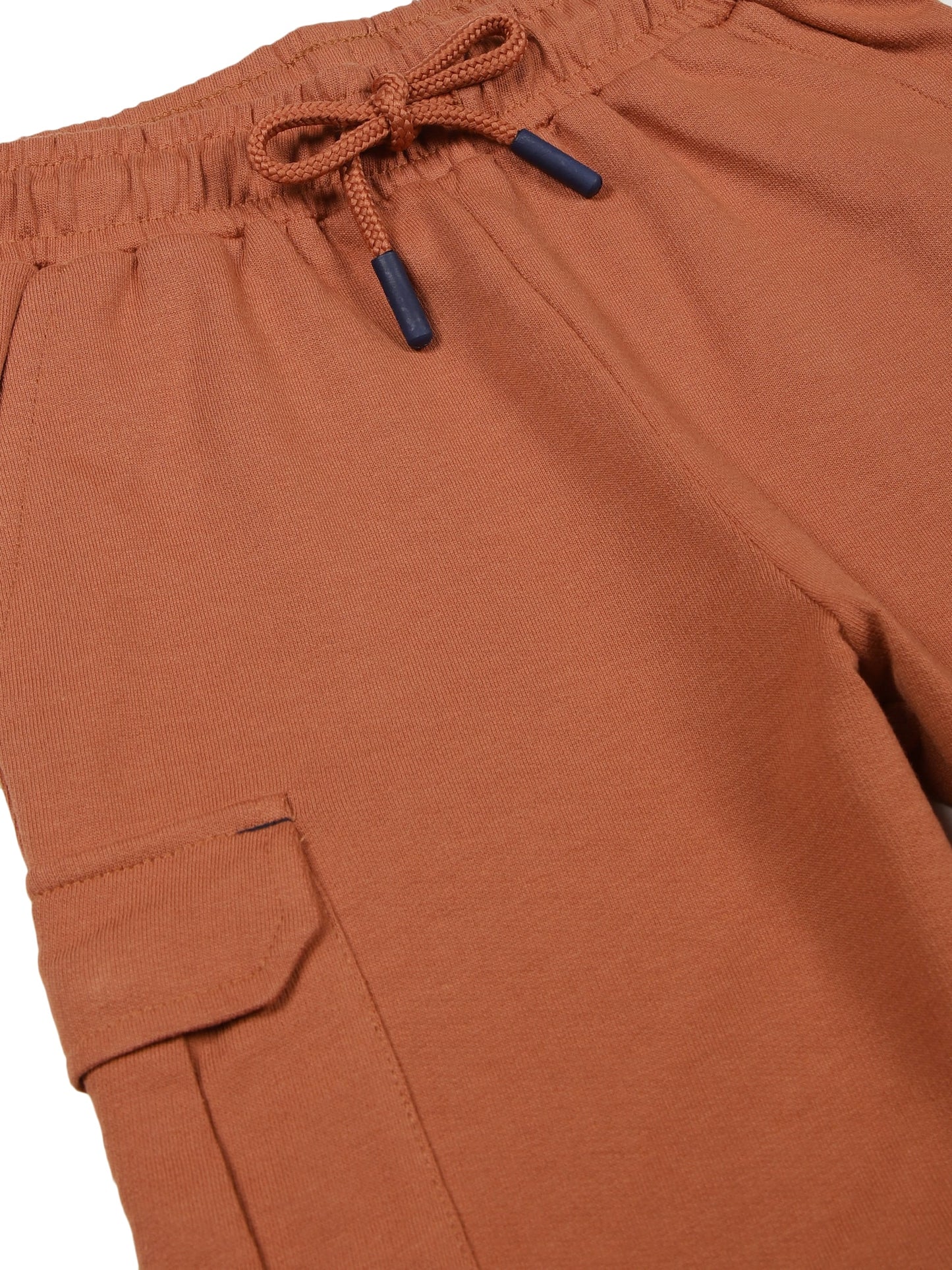 Boys Pure Cotton knit Printed Cargo Shorts-BRICK NEW STANDARD