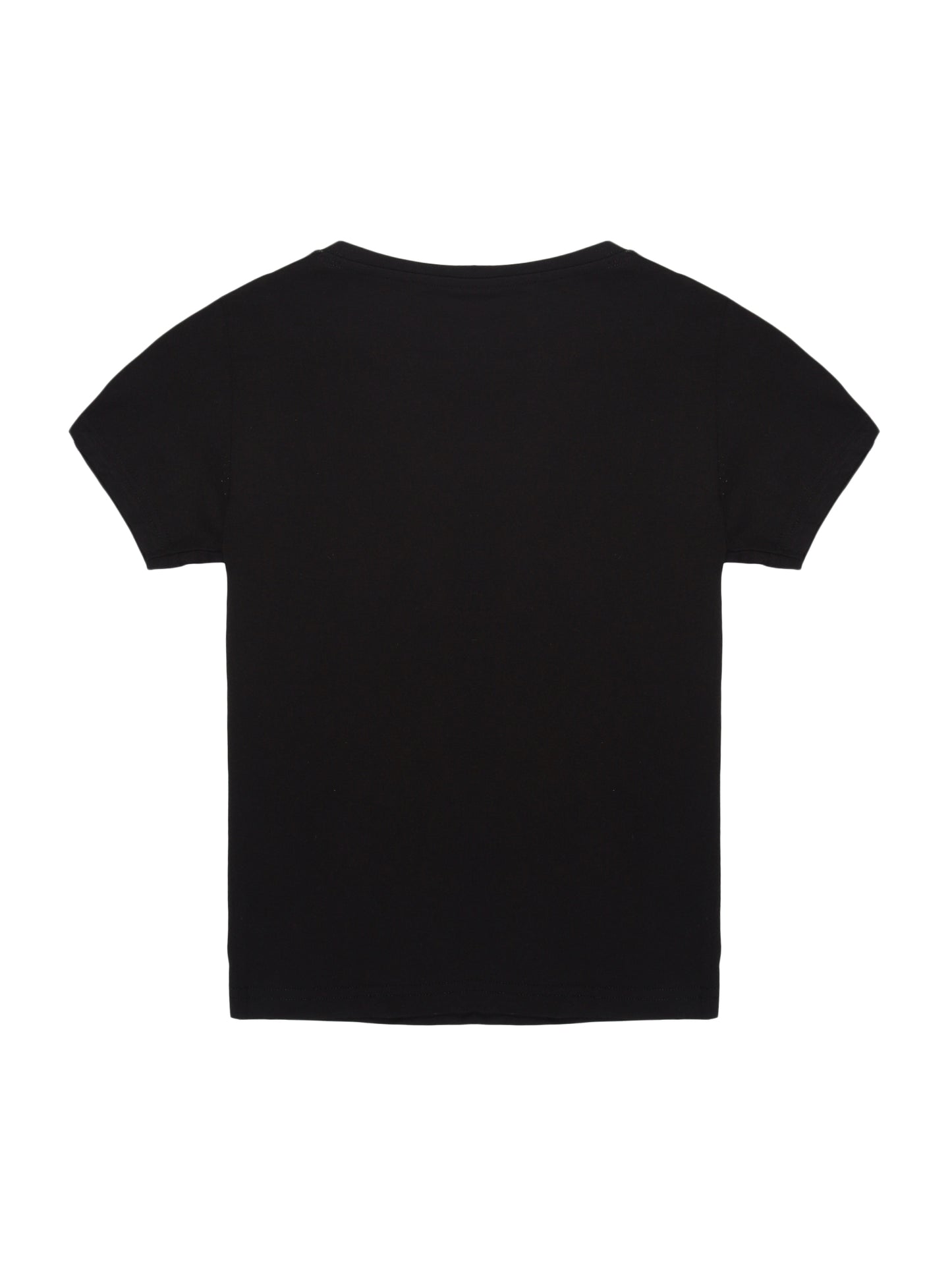 Boys set of 2 printed pure cotton T-shirts with printed tape on shoulder-BLACK ORANGE
