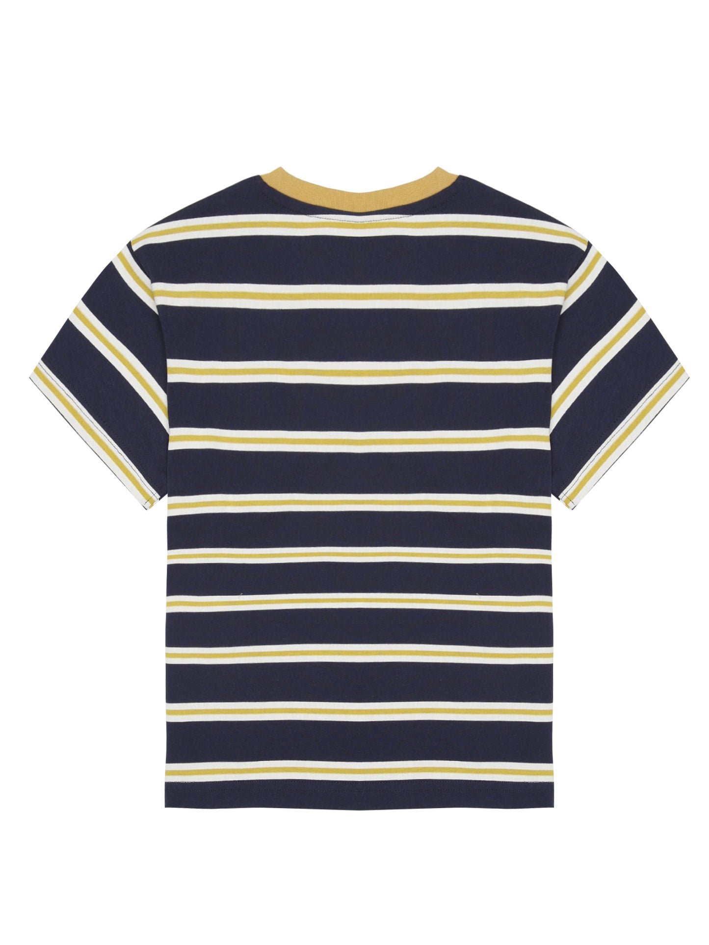 Boys set of 2 printed pure cotton T-shirts with Striper Print-BLACK TRUE NAVY