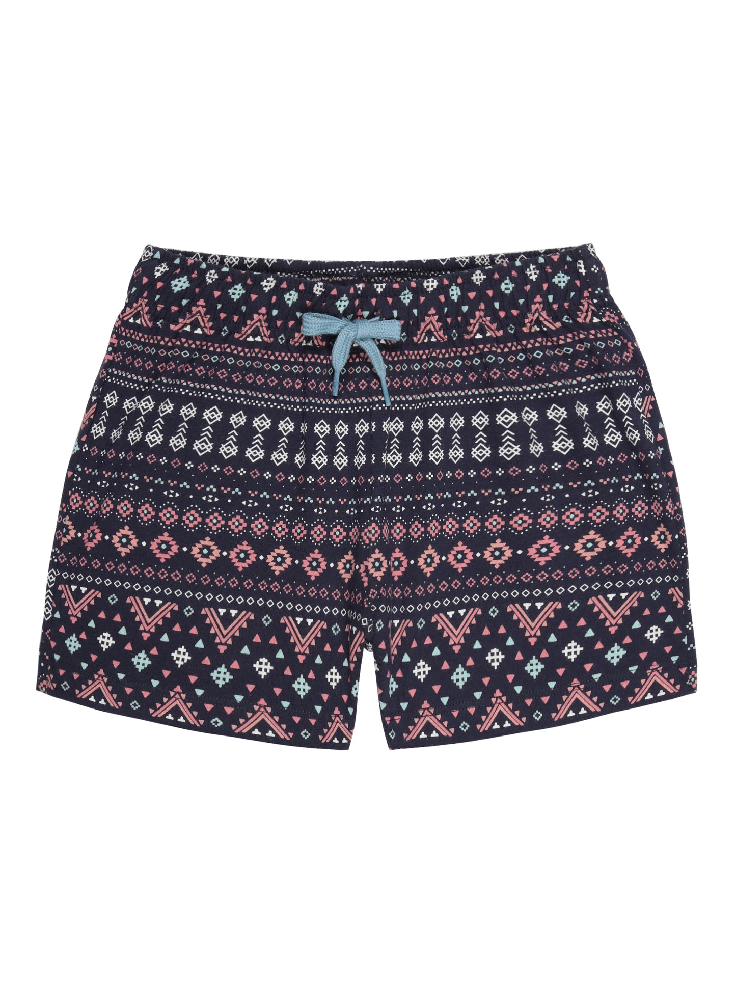 Girls Pure cotton 2 pack All Over Printed Shorts-BLACK TRUE NAVY