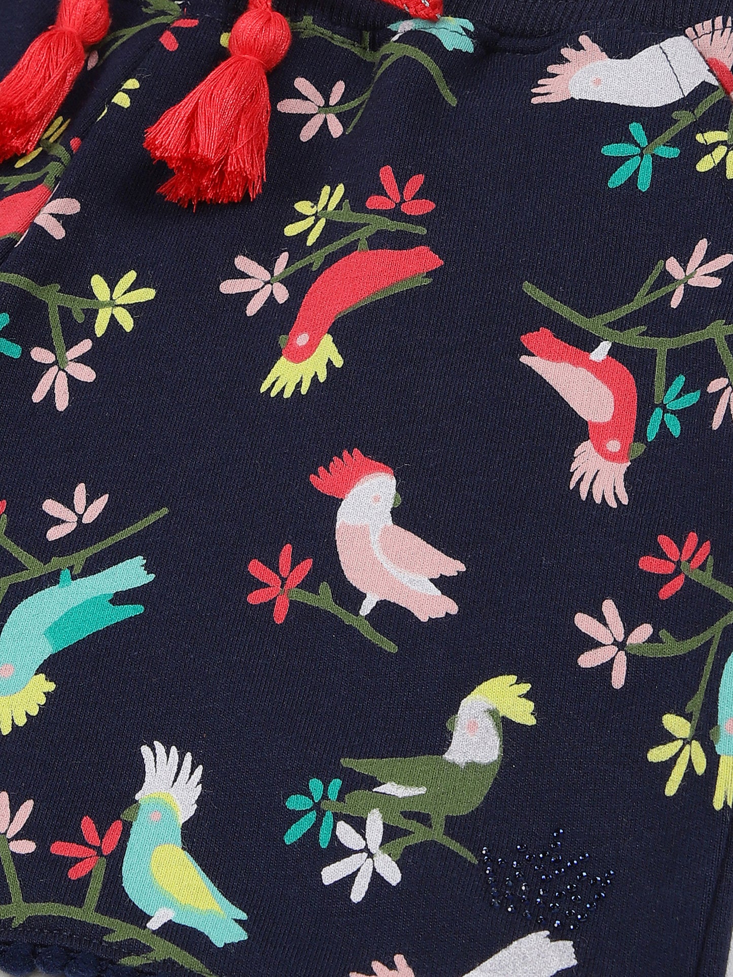 Plum Tree Girls Birds Printed Shorts-BLUE