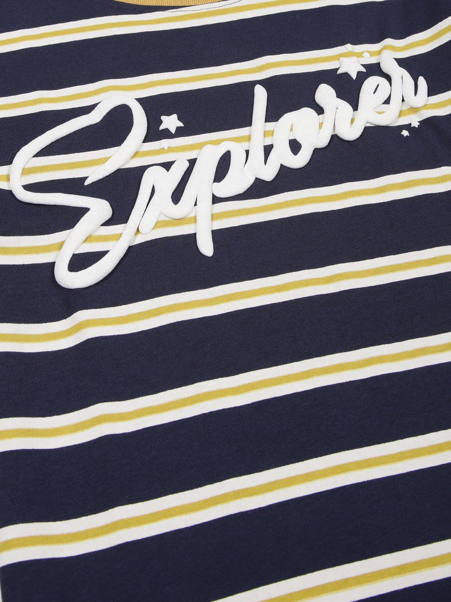 Boys set of 2 printed pure cotton T-shirts with Striper Print-BLACK TRUE NAVY