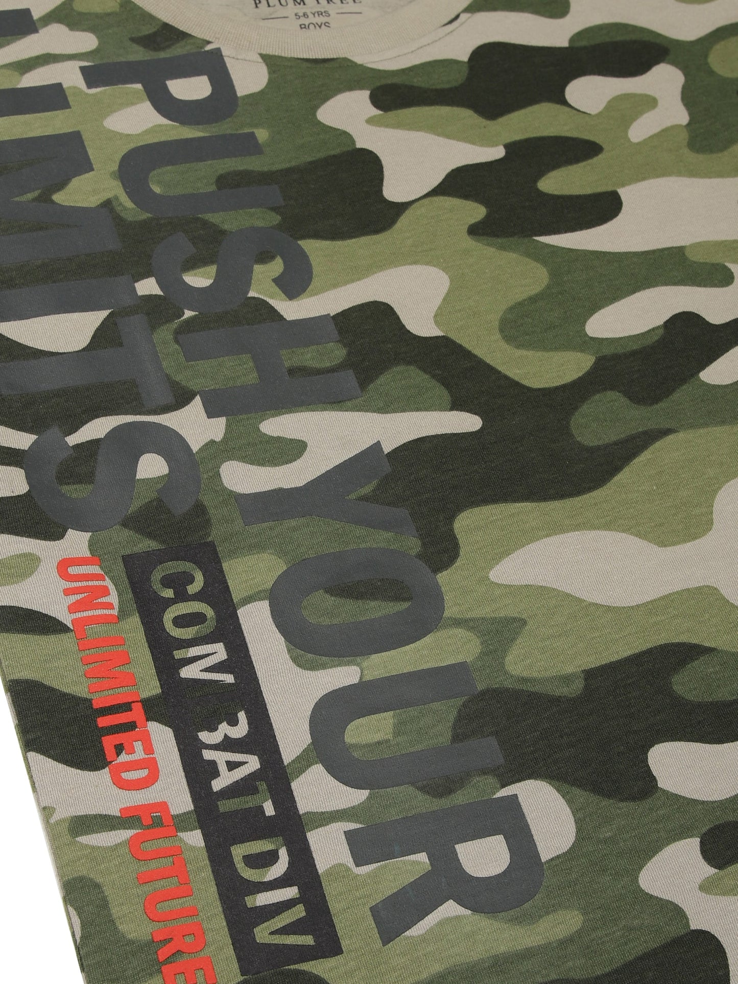 Boys 2 piece pure cotton printed top & knit Cargo Shorts Set-OLIVE CAMO AOP BLACK