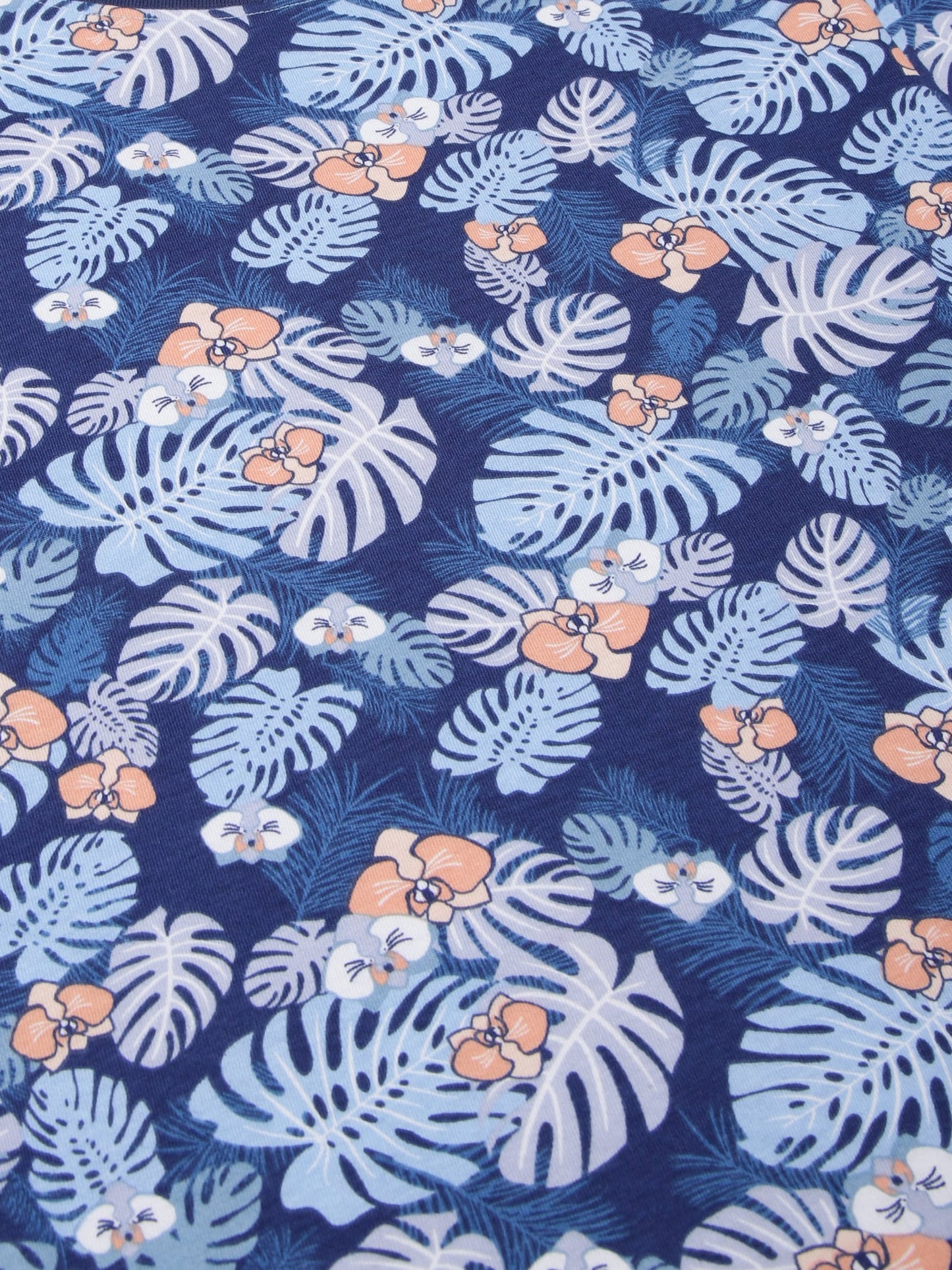 Boys 2 piece pure cotton All Over Printed Co-ordinating Top and Short Set-COBALT TROPICAL AOP