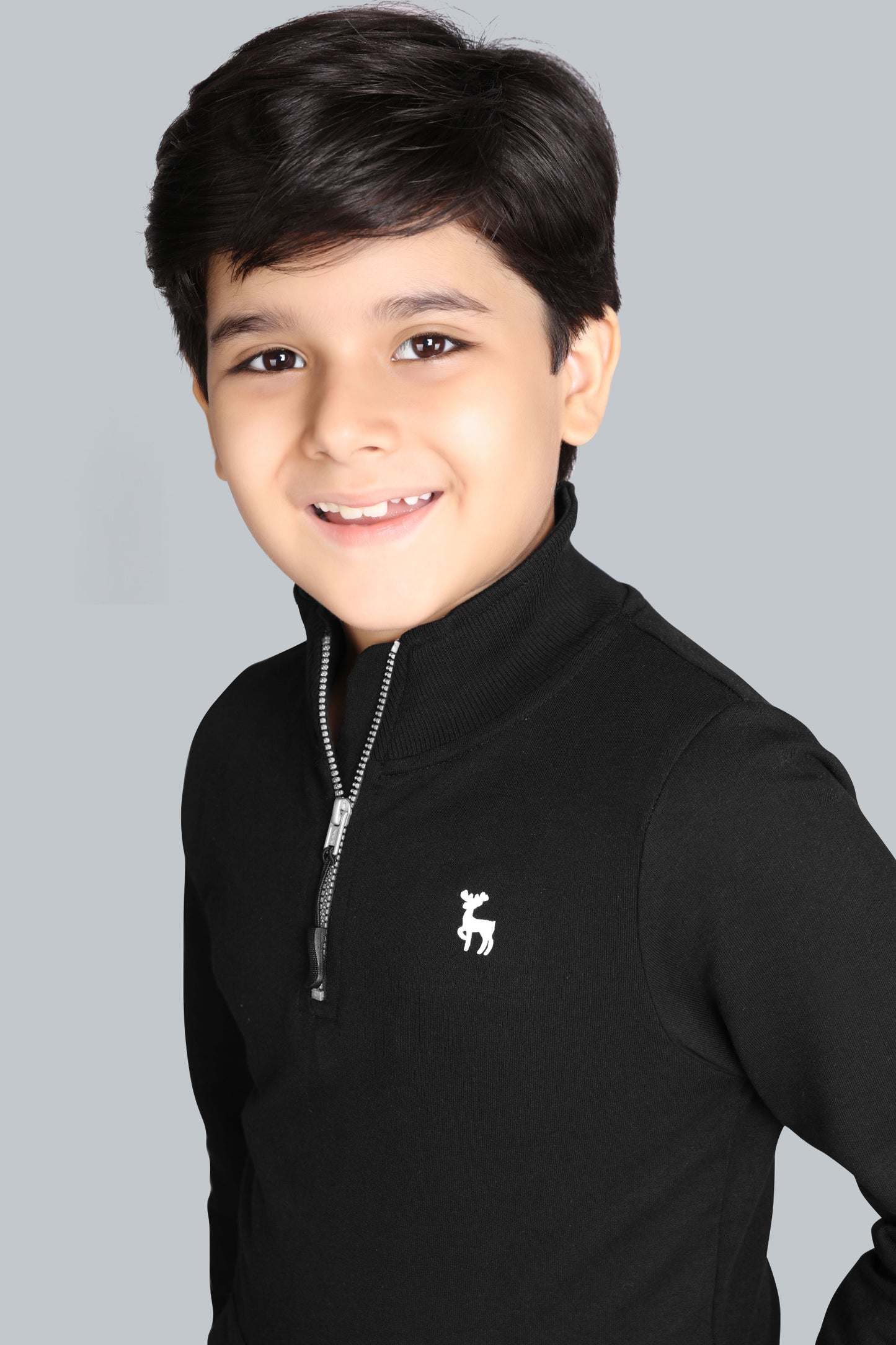 Boys Stylish Half Zip-Up Mock Neck Sweatshirt And Cargo Jogger Pants