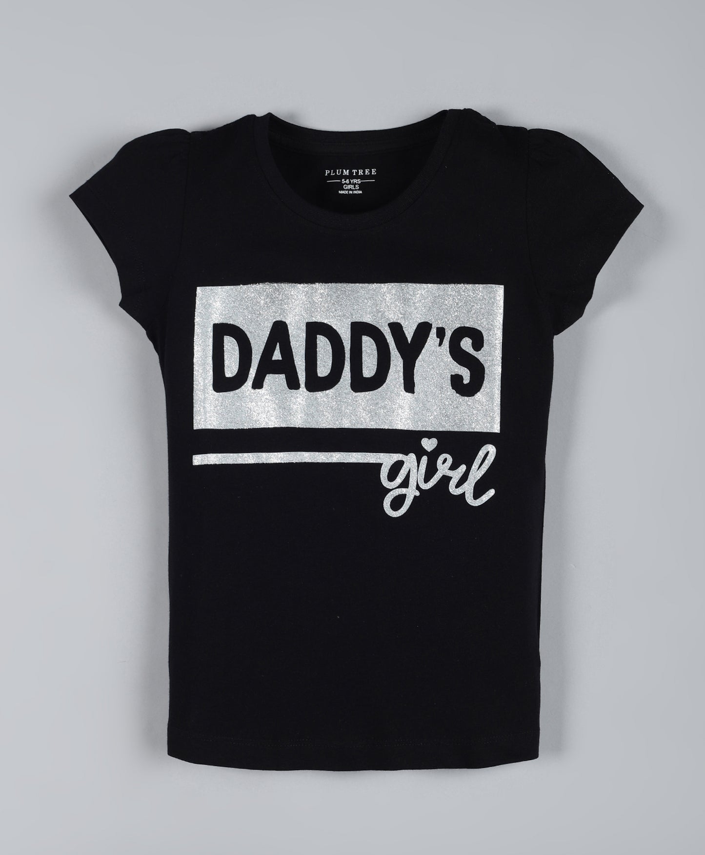 Plum Tree Girls Daddy Print T-shirt ( Pack of 2)-BLACK PINK