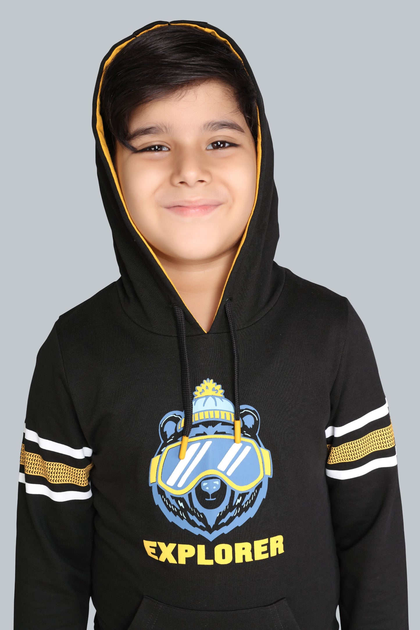 Boys Hooded Sweatshirt with Raised Print And Cargo Pocket Jogger Pants