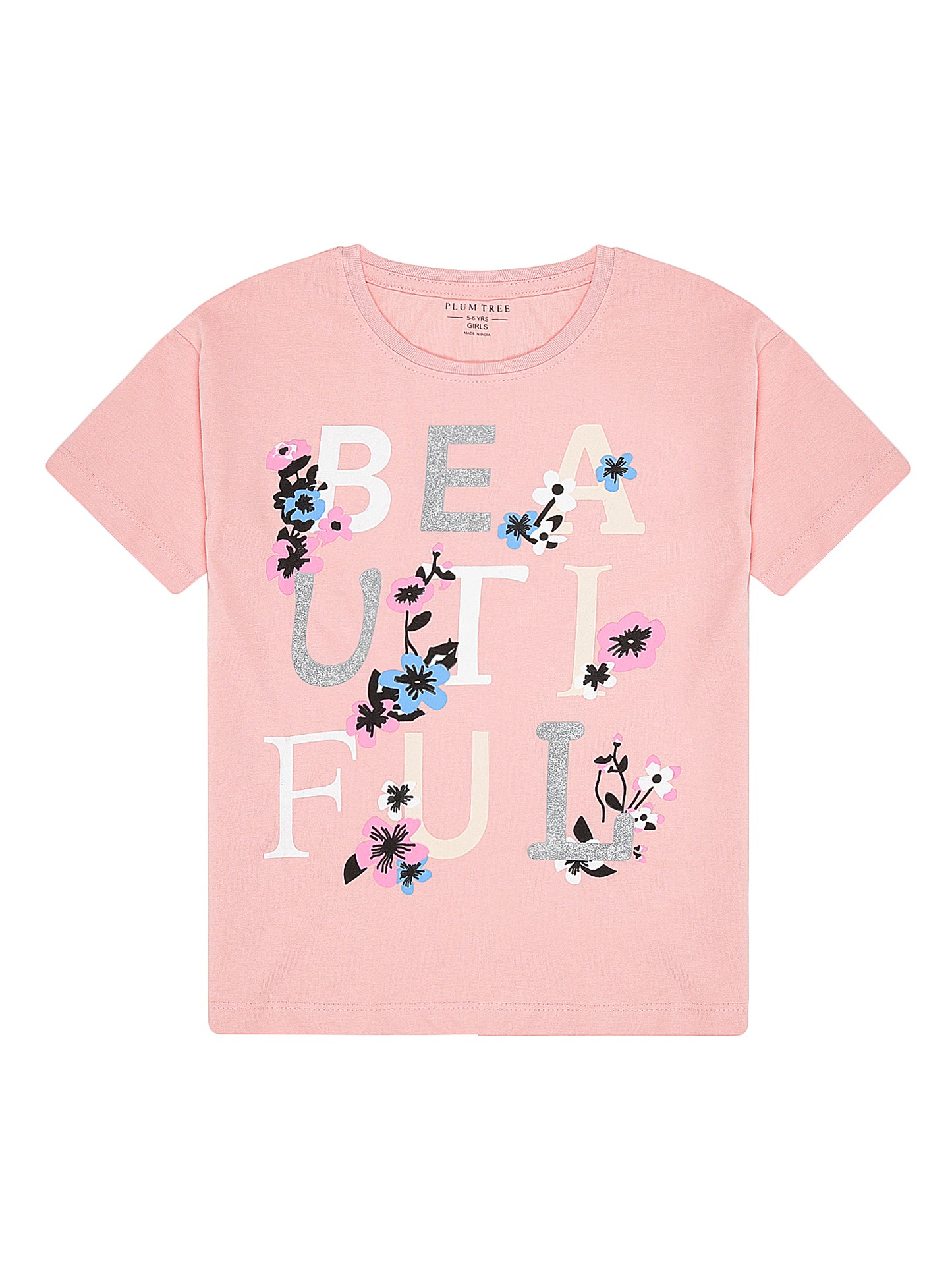 Girls Set of 2 Pure Cotton Oversized T-shirt-PINK BLUE