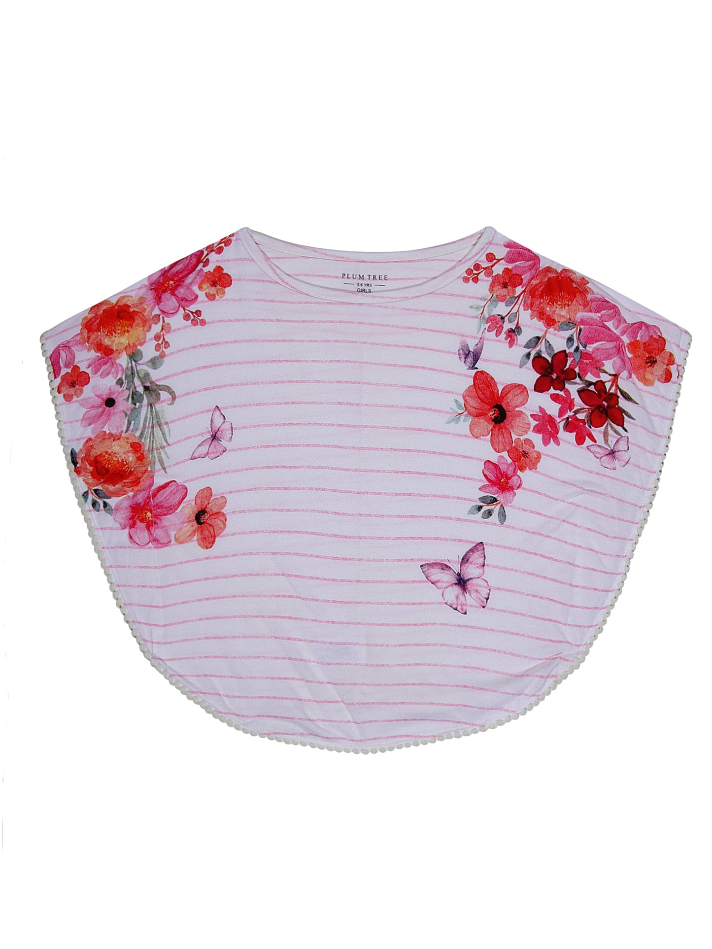 Girls Set of 2 printed Soft Rayon Poncho T-shirts-OFF WHITE BLUE