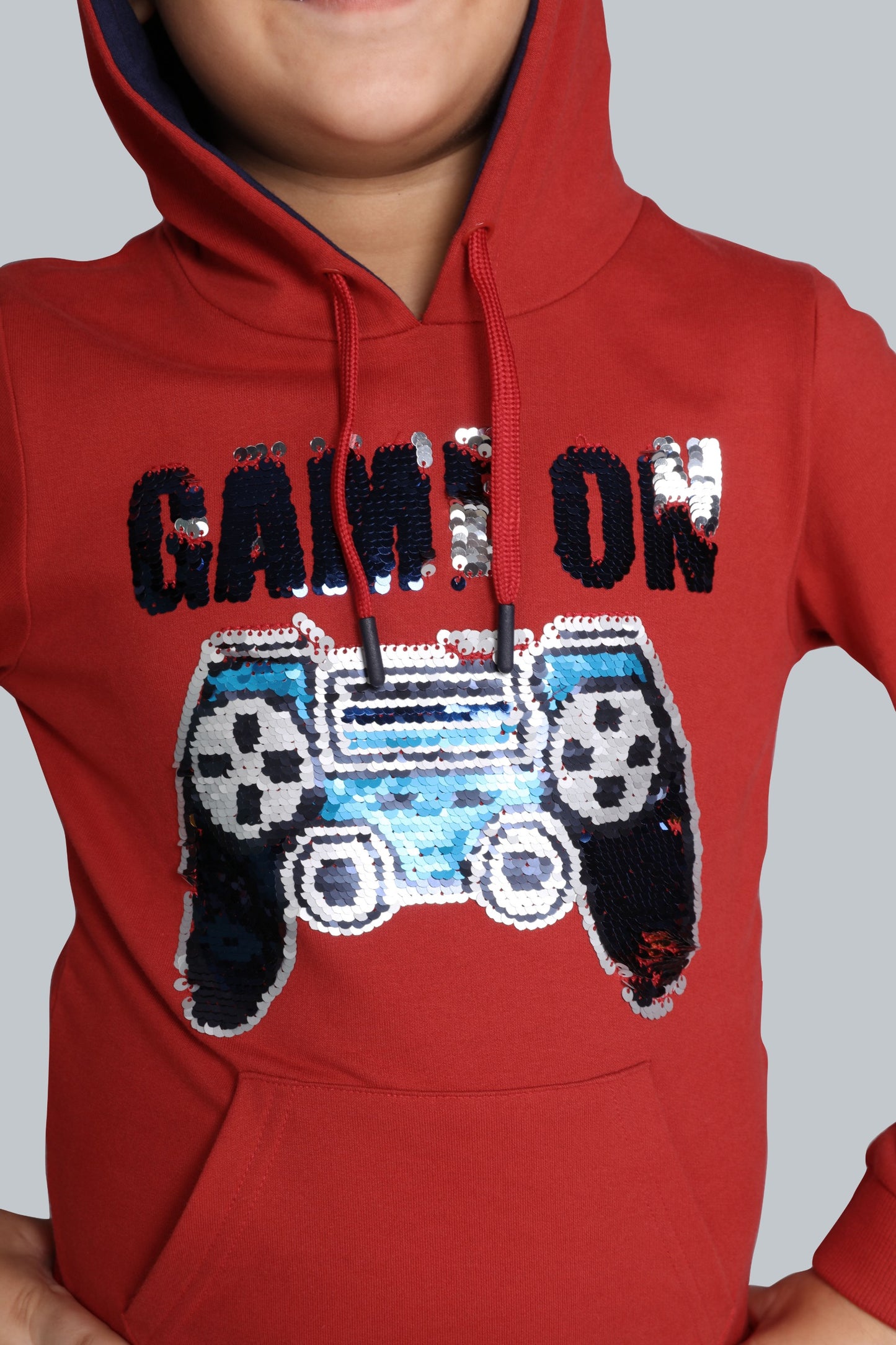 Boys Hooded Reversable Sequin Sweatshirt And Cargo Pocket Jogger Pants