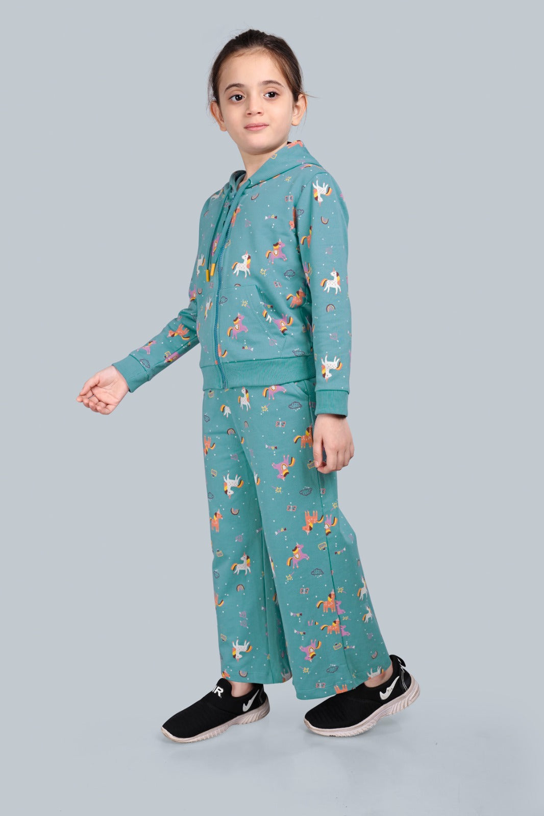 Girls Zip-up Hoodie Sweatshirt and Wide Leg Relaxed Fit Pants