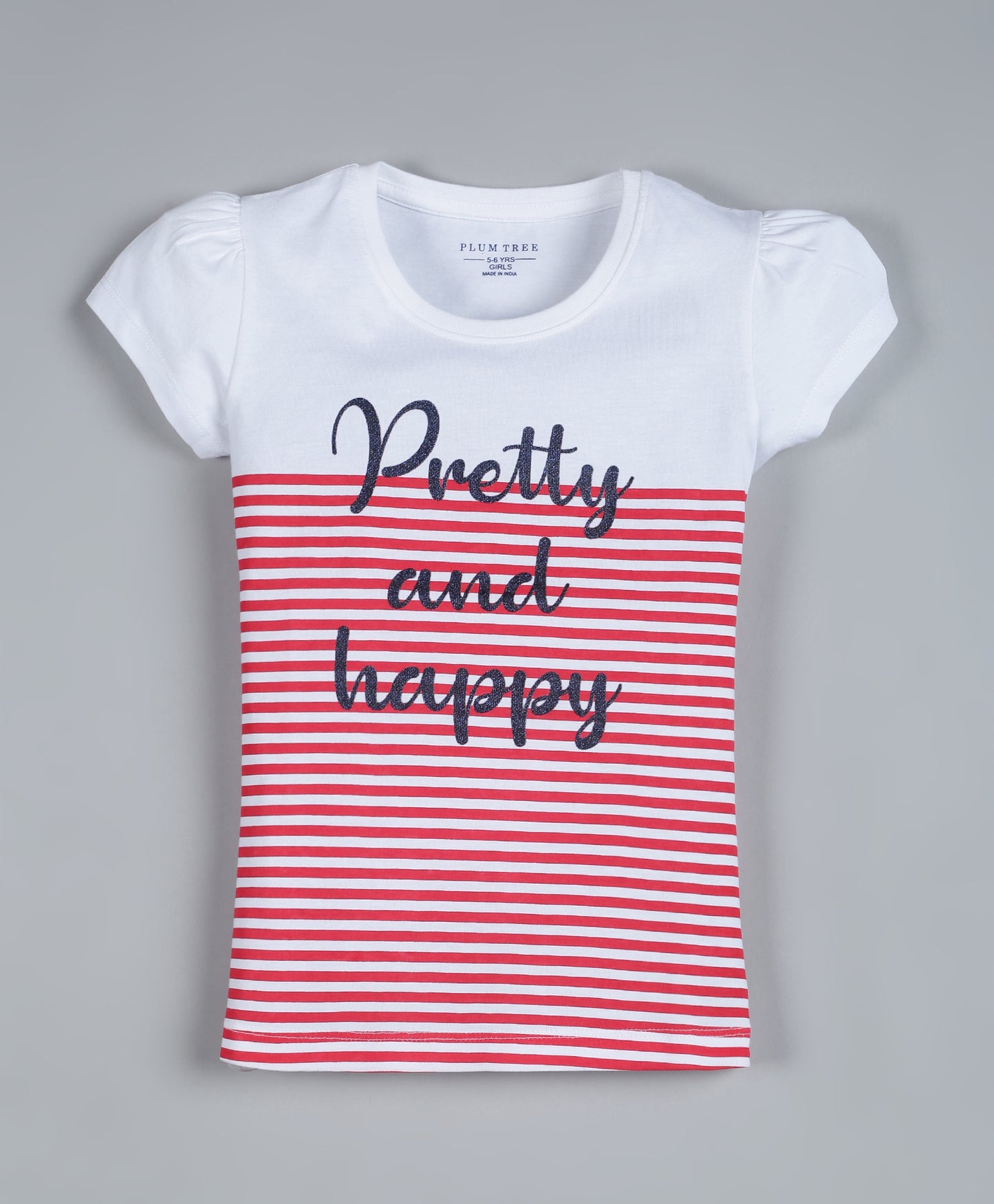 Plum Tree Girls Red striper Print T-shirt ( Pack of 2)-STRIPER GREEN