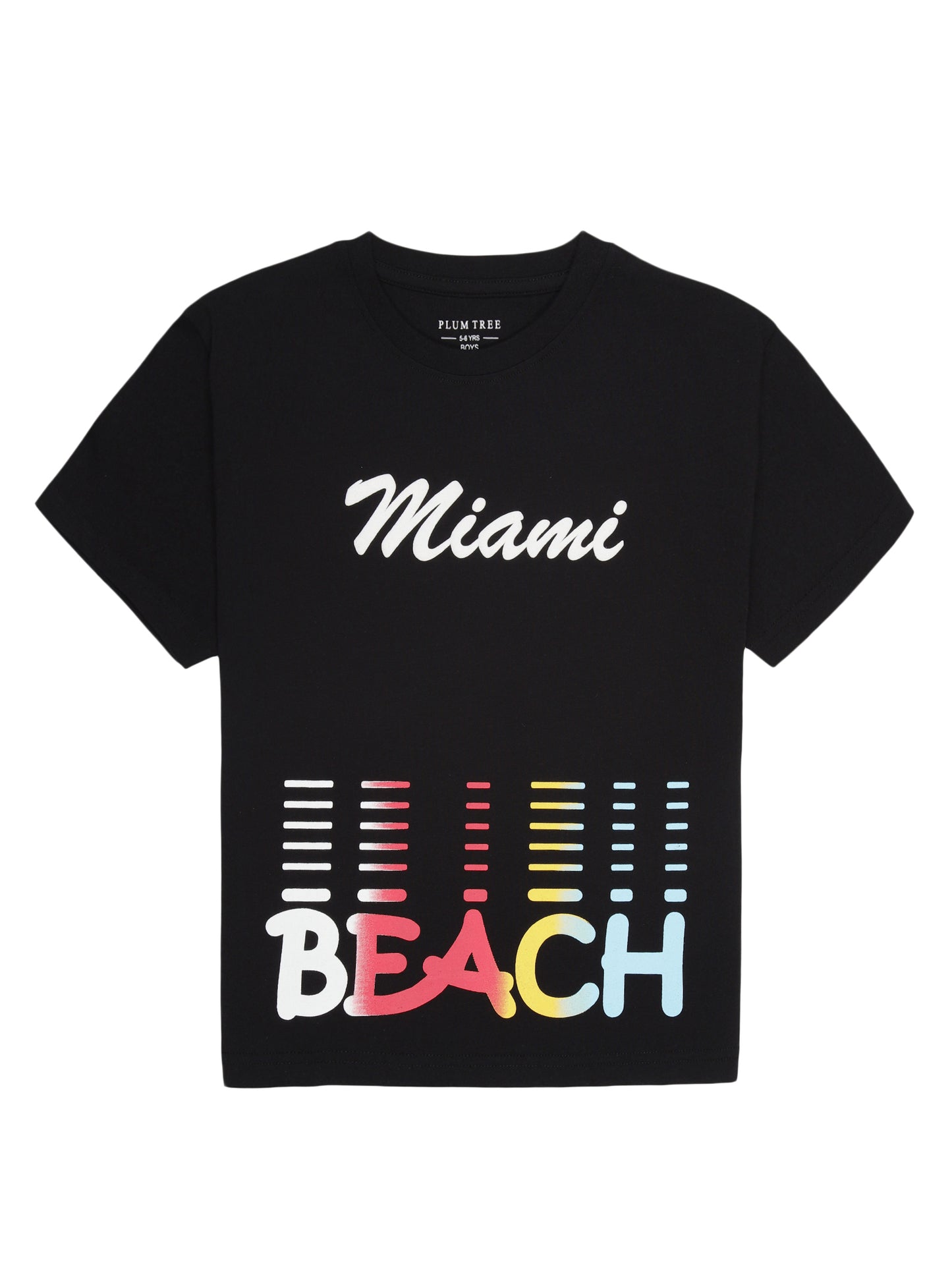 Boys set of 2 printed pure cotton T-shirts with Striper Print-BLACK TRUE NAVY
