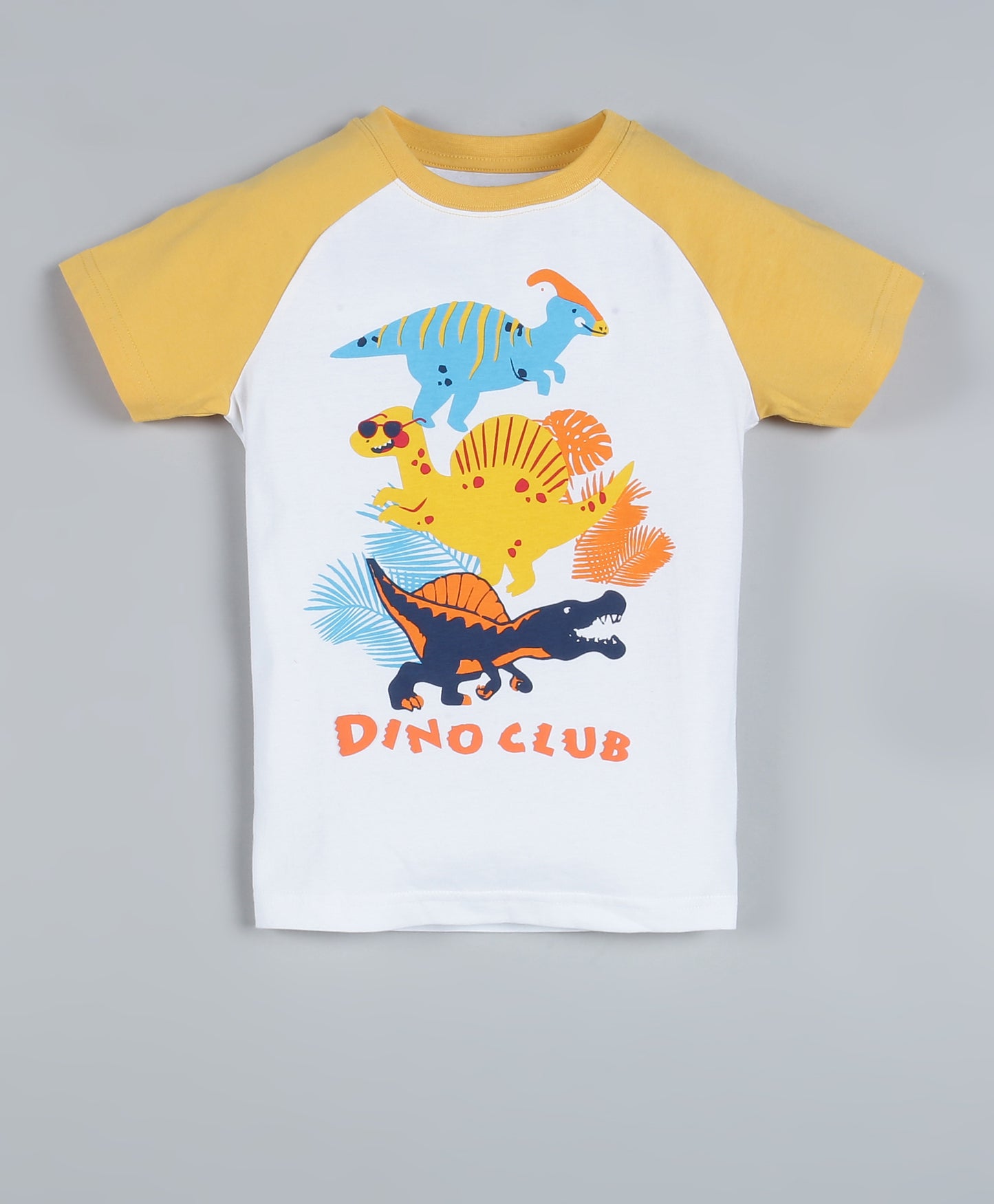Plum Tree Boys Half Sleeve Dinosaur Print T-shirt( Pack of 2)-BLACK OFF WHITE