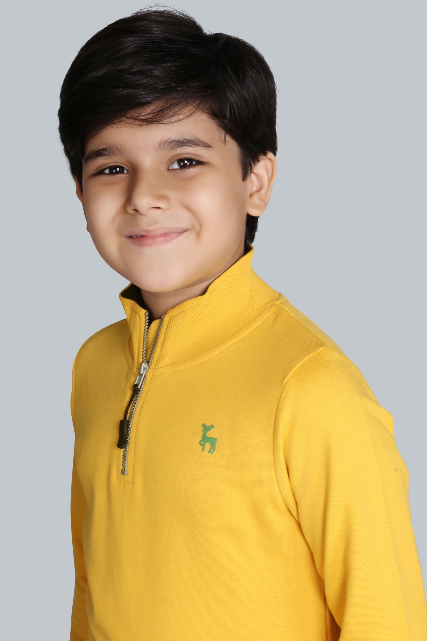 Boys Stylish Half Zip-Up Mock Neck Sweatshirt And Cargo Jogger Pants