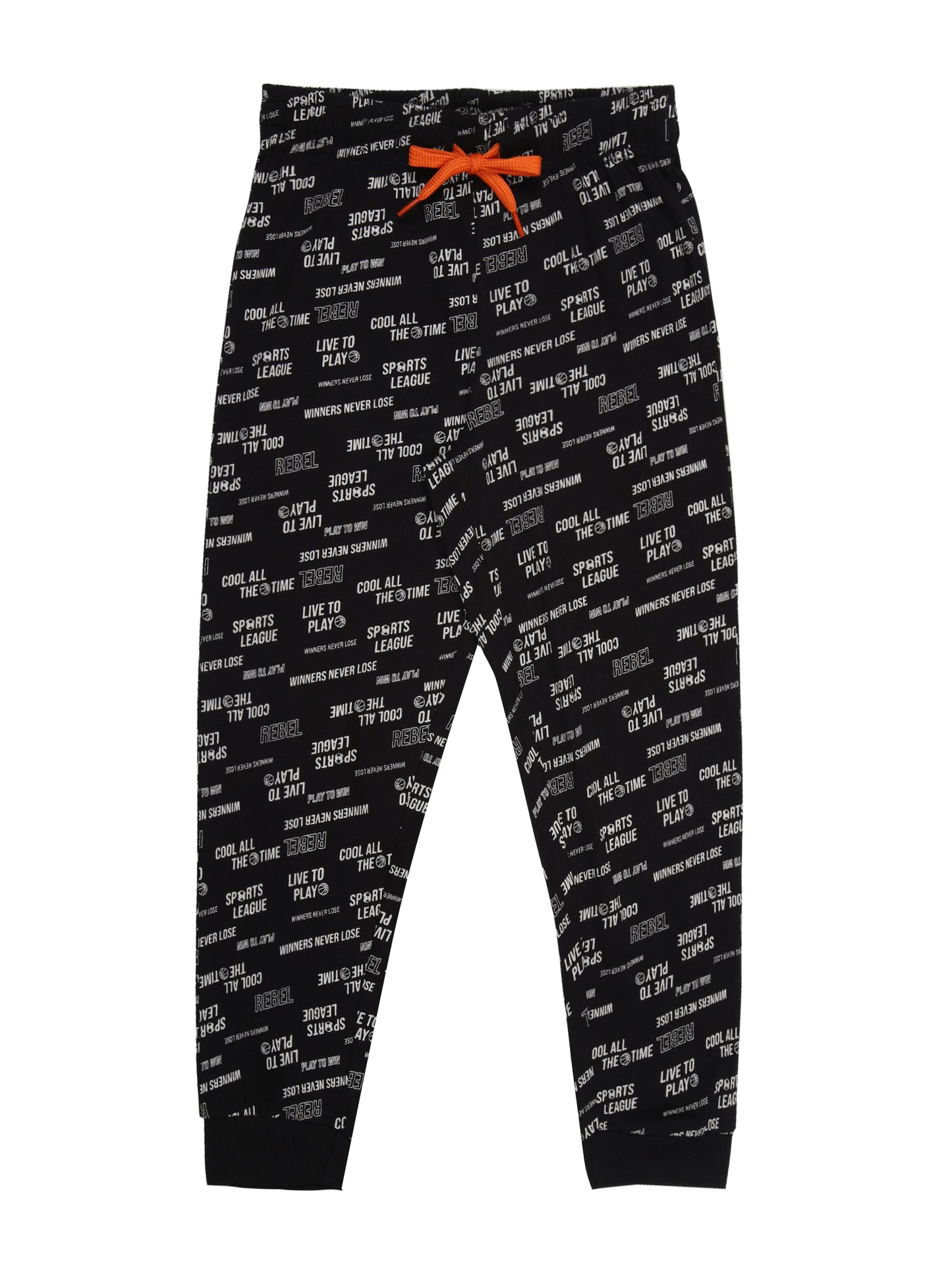 Boys 2 piece pure cotton printed top & knit Jogger Set-BRICK NEW STANDARD BLACK