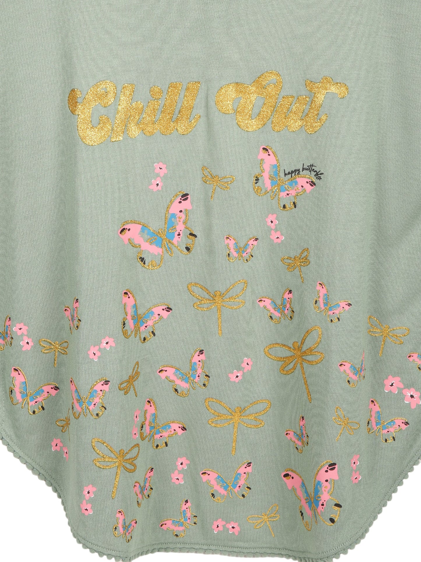 Girls Set of 2 printed Soft Rayon Poncho T-shirts-GREEN NAVY