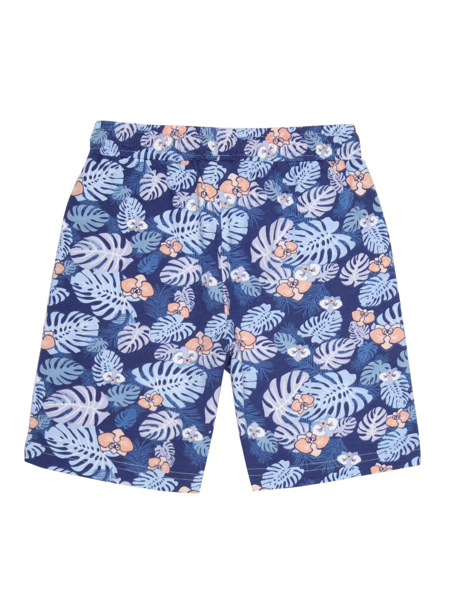 Boys 2 piece pure cotton All Over Printed Co-ordinating Top and Short Set-COBALT TROPICAL AOP