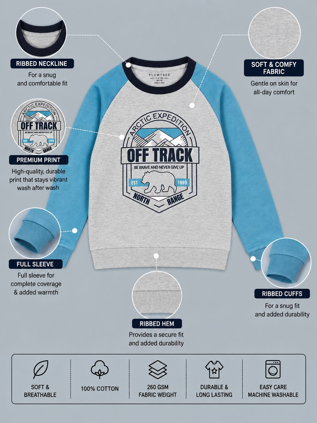 Boys Premium Soft Cotton Full Sleeve Printed Round Neck Sweatshirt
