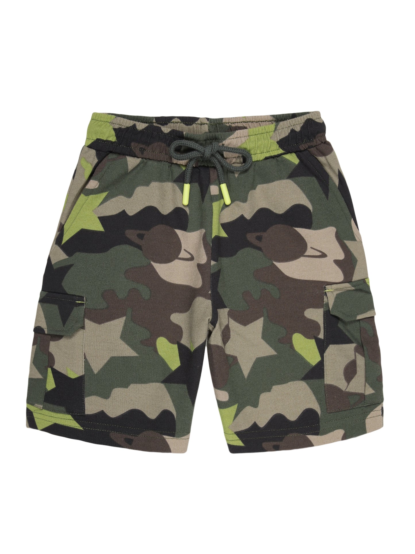 Boys 2 piece pure cotton printed top & knit Cargo Shorts Set-TRUE NAVY CAMO AOP