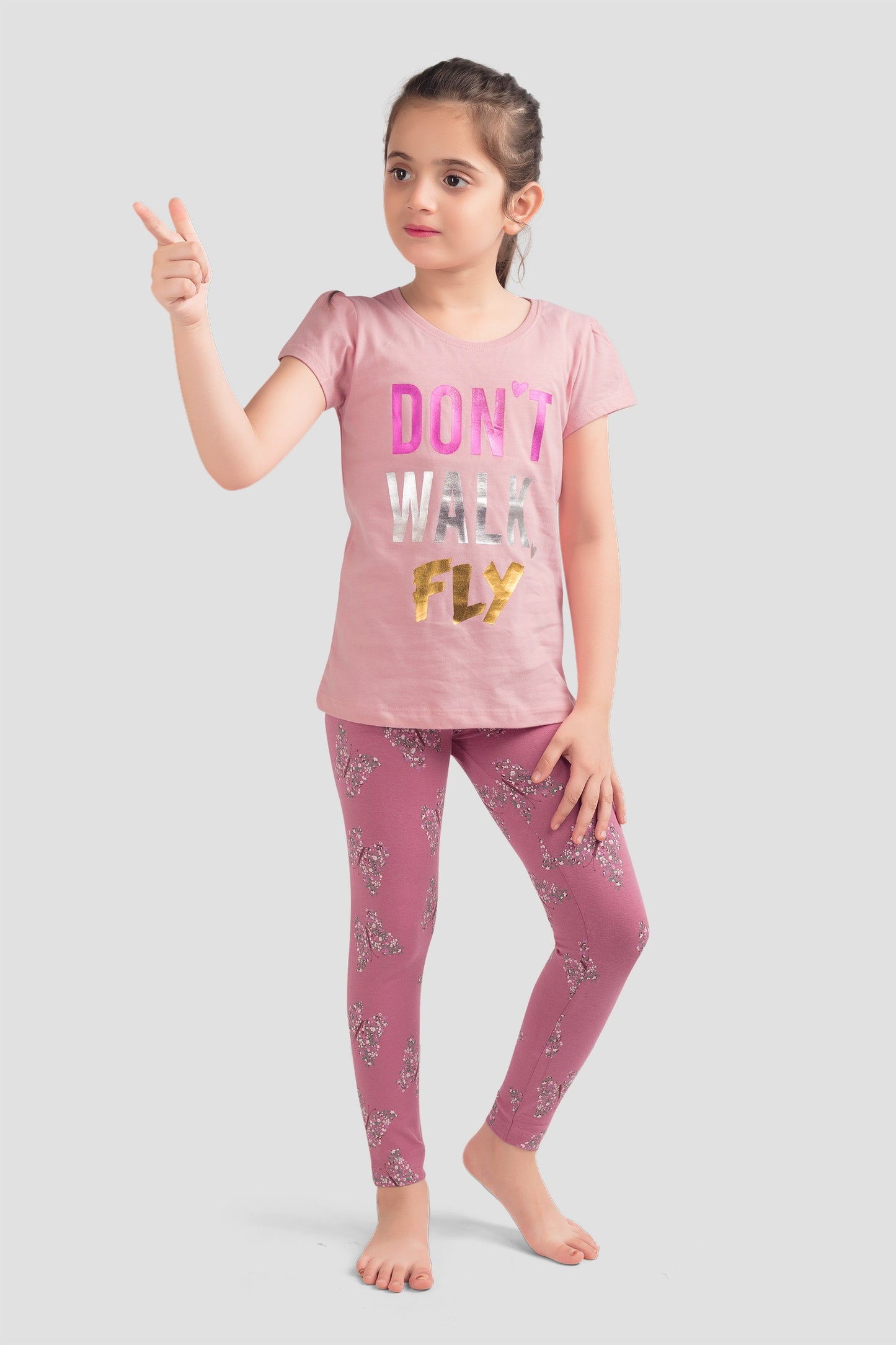 Girls Pure cotton All Over Printed Top and Leggings Set (Pack Of 4 ) - Multi