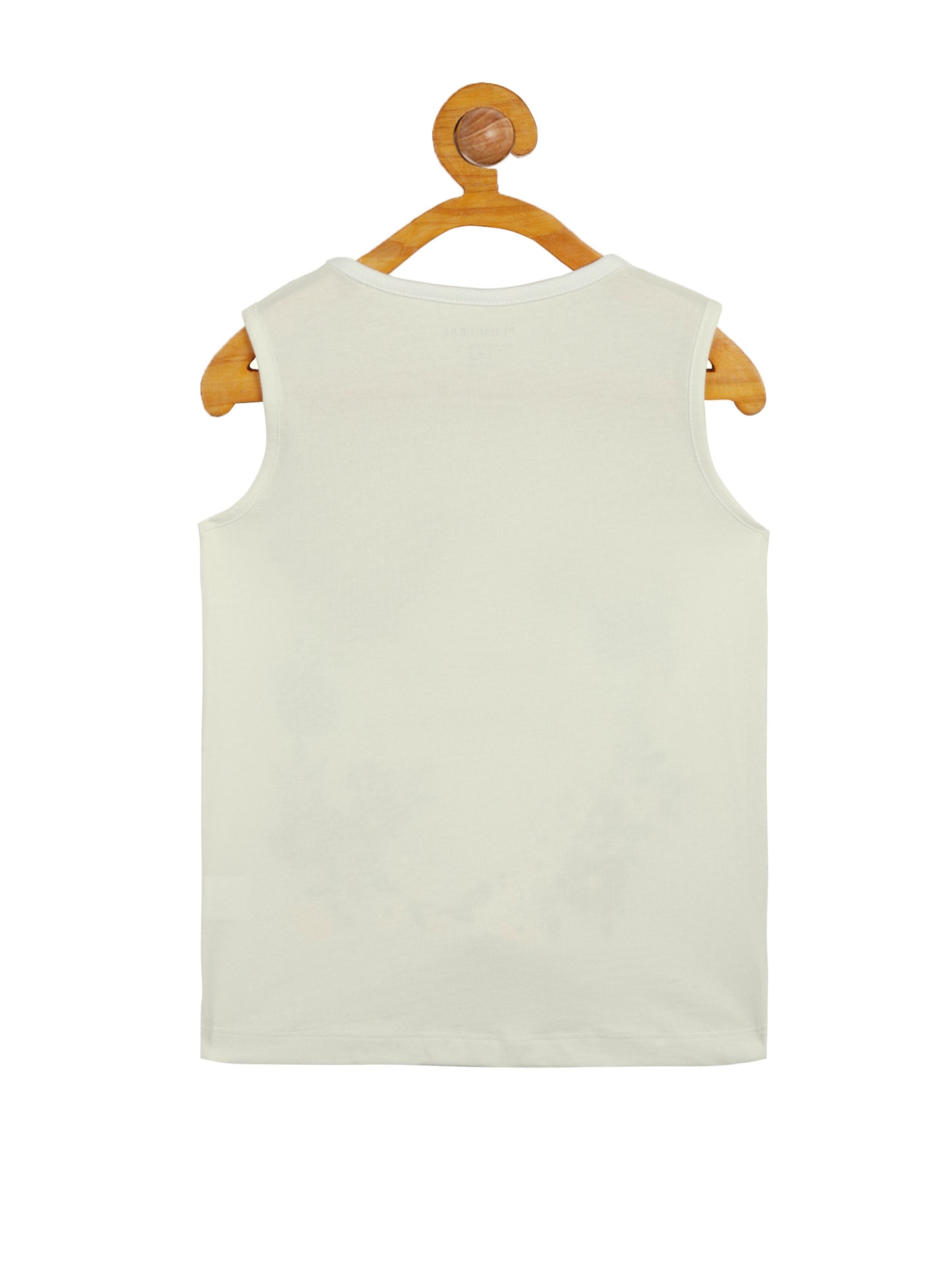 Girls Set of 2 printed pure cotton Sleeveless T-shirts attached with Lace Shrug-PEARL WHITE YELLOW