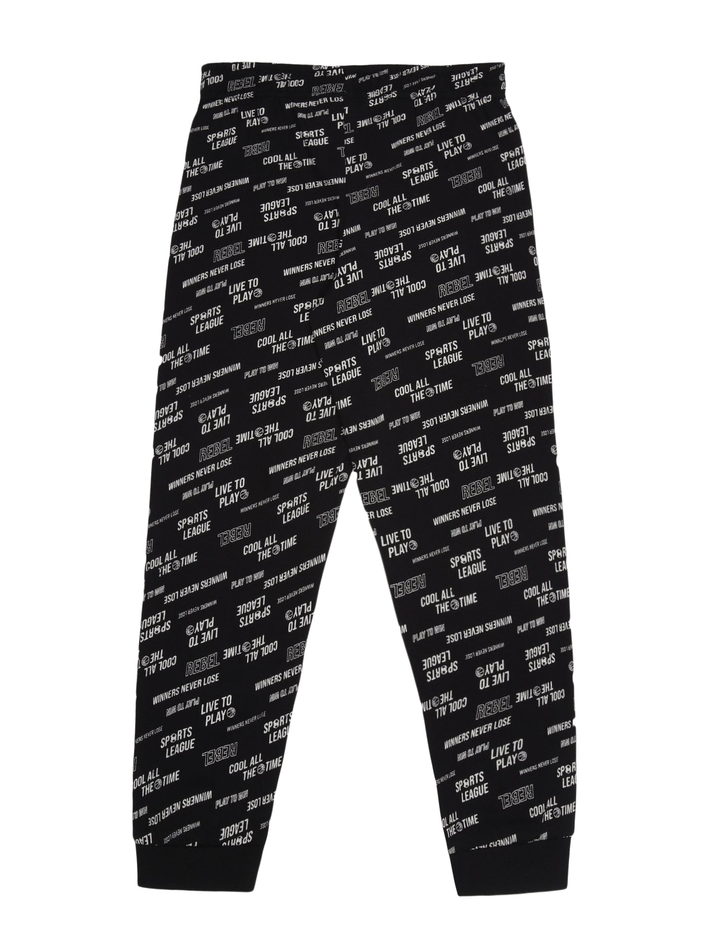 Boys 2 piece pure cotton printed top & knit Jogger Set-BRICK NEW STANDARD BLACK