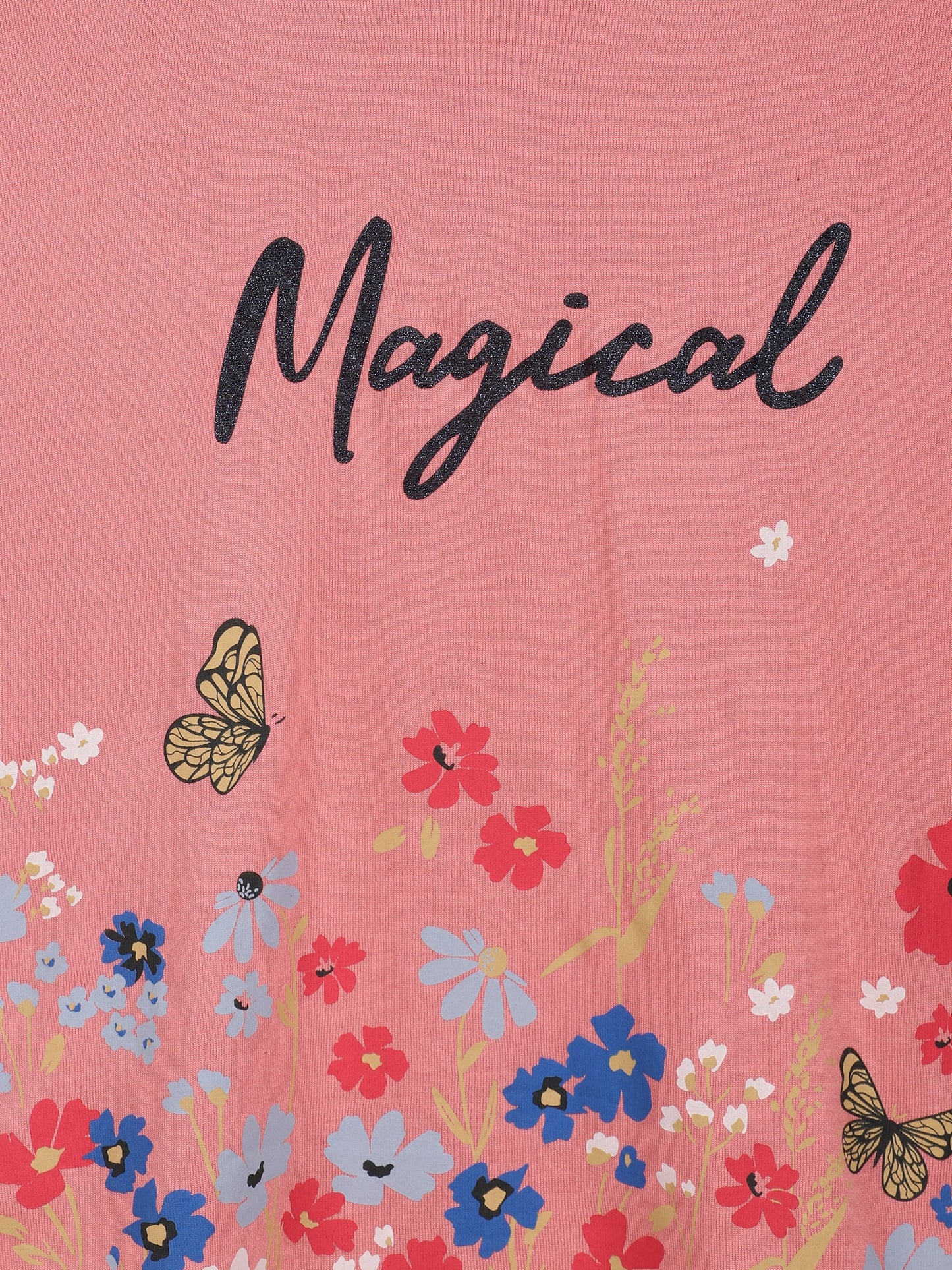 Girls Set of 2 printed Soft Rayon Poncho T-shirts-YELLOW CORAL